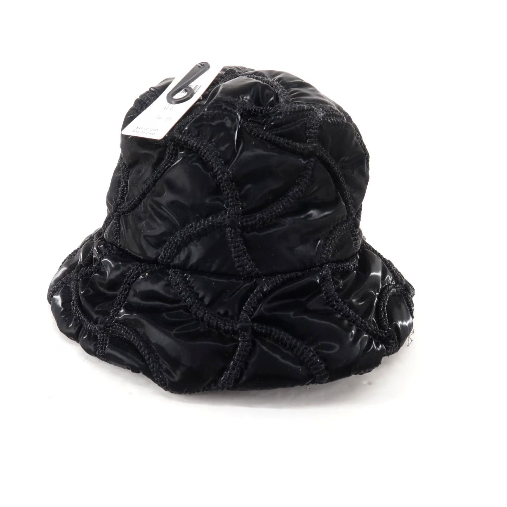 Anthropologie Anthropologie Bucket Hat Womens One Size Black Quilted Puffer Shiny Zig Zag Stitching Size ONE SIZE - 2 Thumbnail
