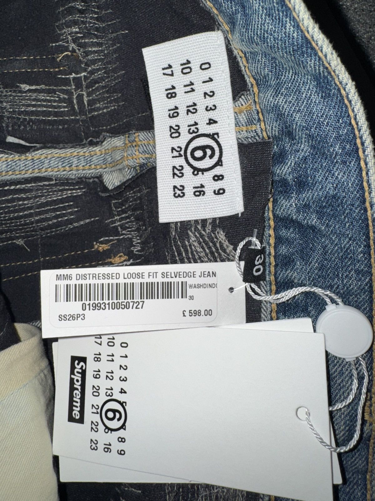 Maison Margiela × Supreme Supreme x MM6 Maison Margiela Distressed Loose Fit jean Size US 30 / EU 46 - 14 Thumbnail