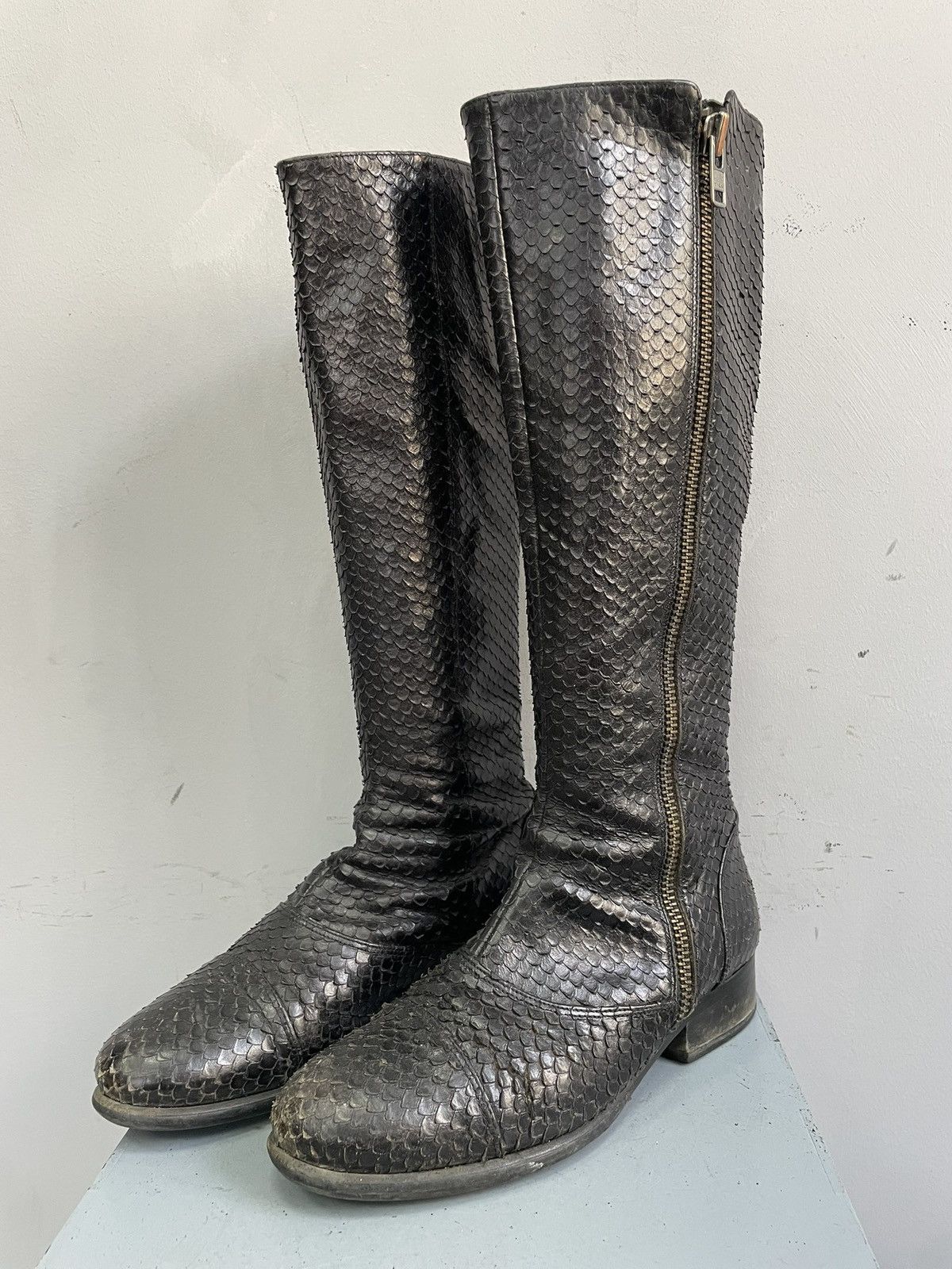 Billi Bi black boots leather snake hight moto 14thaddiction