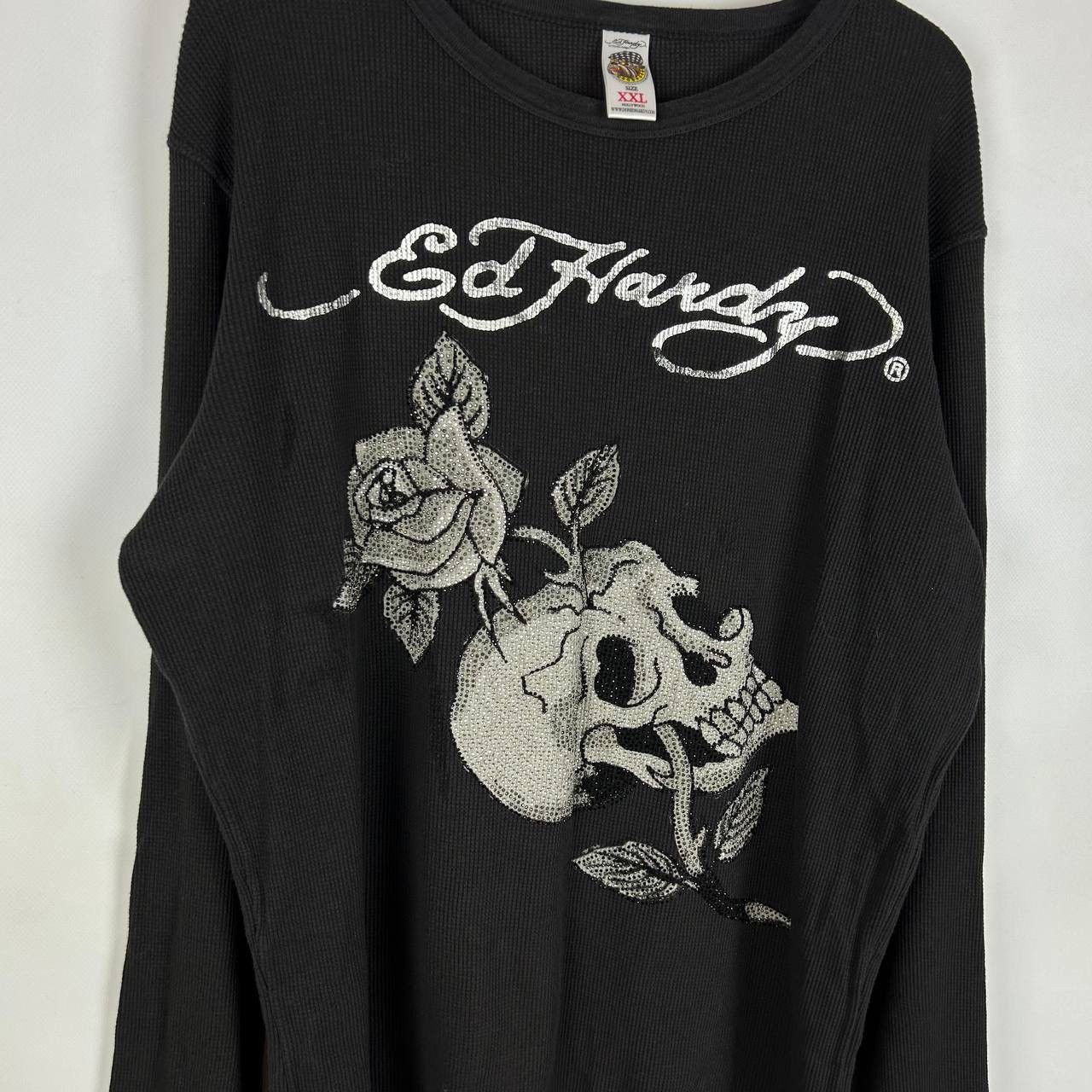 Ed Hardy Y2K Vintage Rare Ed Hardy LongSleeve Skull Roses T-shirt Size US XL / EU 56 / 4 - 3 Thumbnail