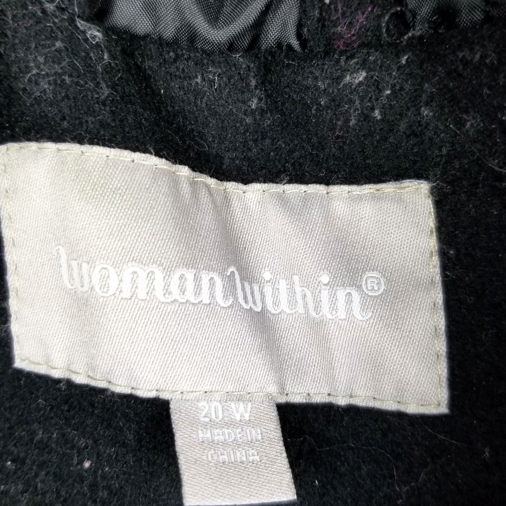 Vintage Woman Within Lux Wool Duffle Coat Jacket Plus Size 20W Black Lined Wool Blend, Hooded, Toggle, Long Sleeve, Vintage? No, 20W Women Coat Size 3XL / US 20-22 - 7 Thumbnail