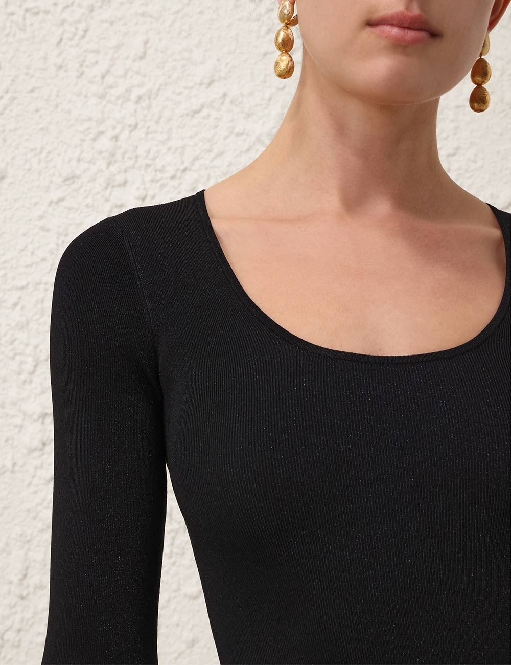 Zimmermann oc11z0925 Illustration Knit Bodysuit in Black Size L / US 10 / IT 46 - 5 Thumbnail