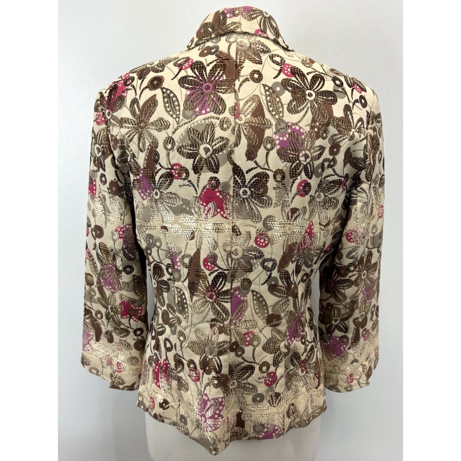 Vintage VINTAGE Lafayette 148 Floral Brocade Blazer Women’s Size 14 Brown Cream Business Party 90s Classic Size XL / US 12-14 / IT 48-50 - 3 Thumbnail