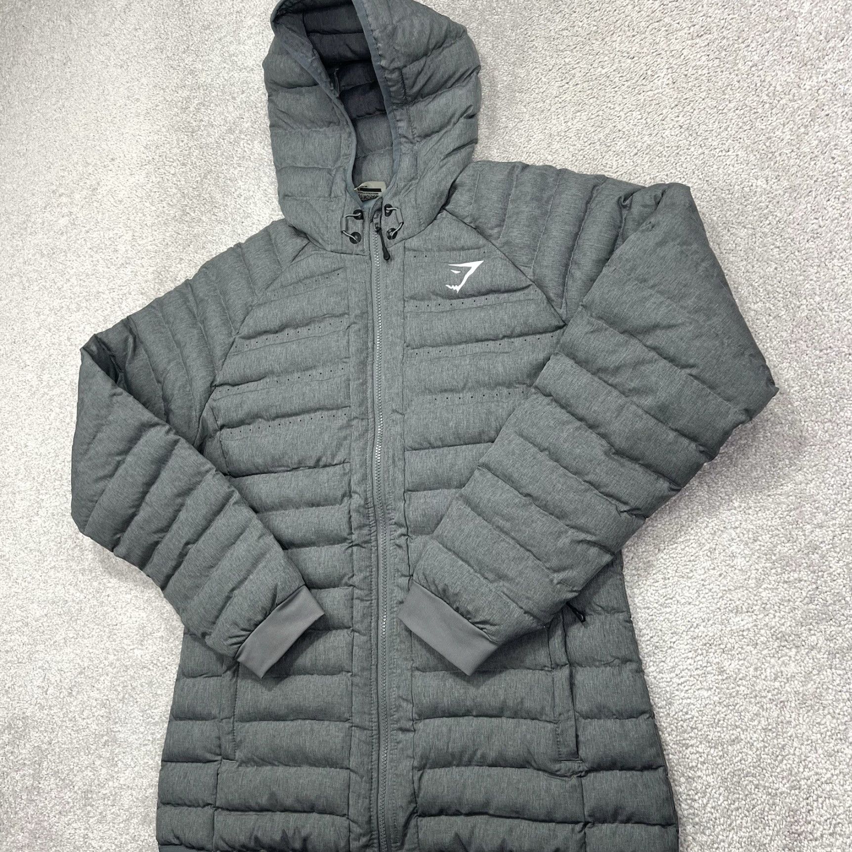 Gymshark Gymshark Jacket Women’s L Gray Full Zip Hood Insulated Pockets Size L / US 10 / IT 46 - 3 Thumbnail