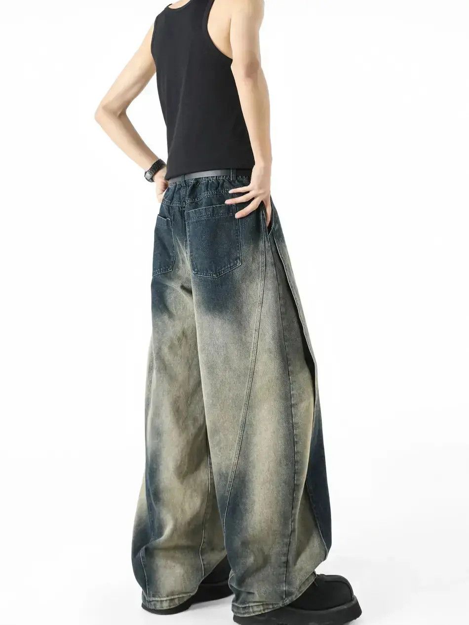 Japanese Brand Retro high street curved knife wide leg jeans Size US 32 / EU 48 - 4 Thumbnail