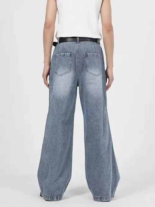 Japanese Brand Wide-leg jeans with heavy-duty hollow metal buttons Size US 32 / EU 48 - 5 Thumbnail