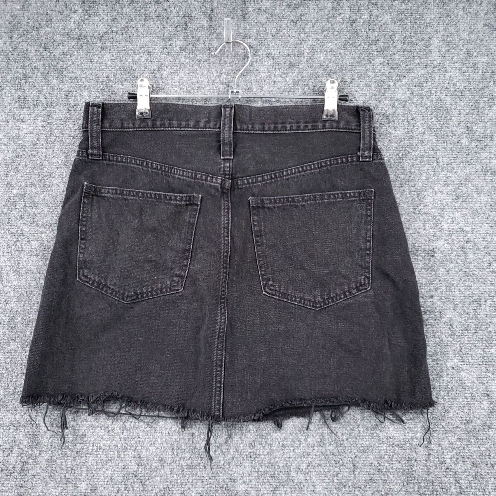 Madewell Madewell Skirt Womens 28 Black Rigid Denim A Line Mini Lunar Wash Button Front Size 28" / US 6 / IT 42 - 2 Thumbnail