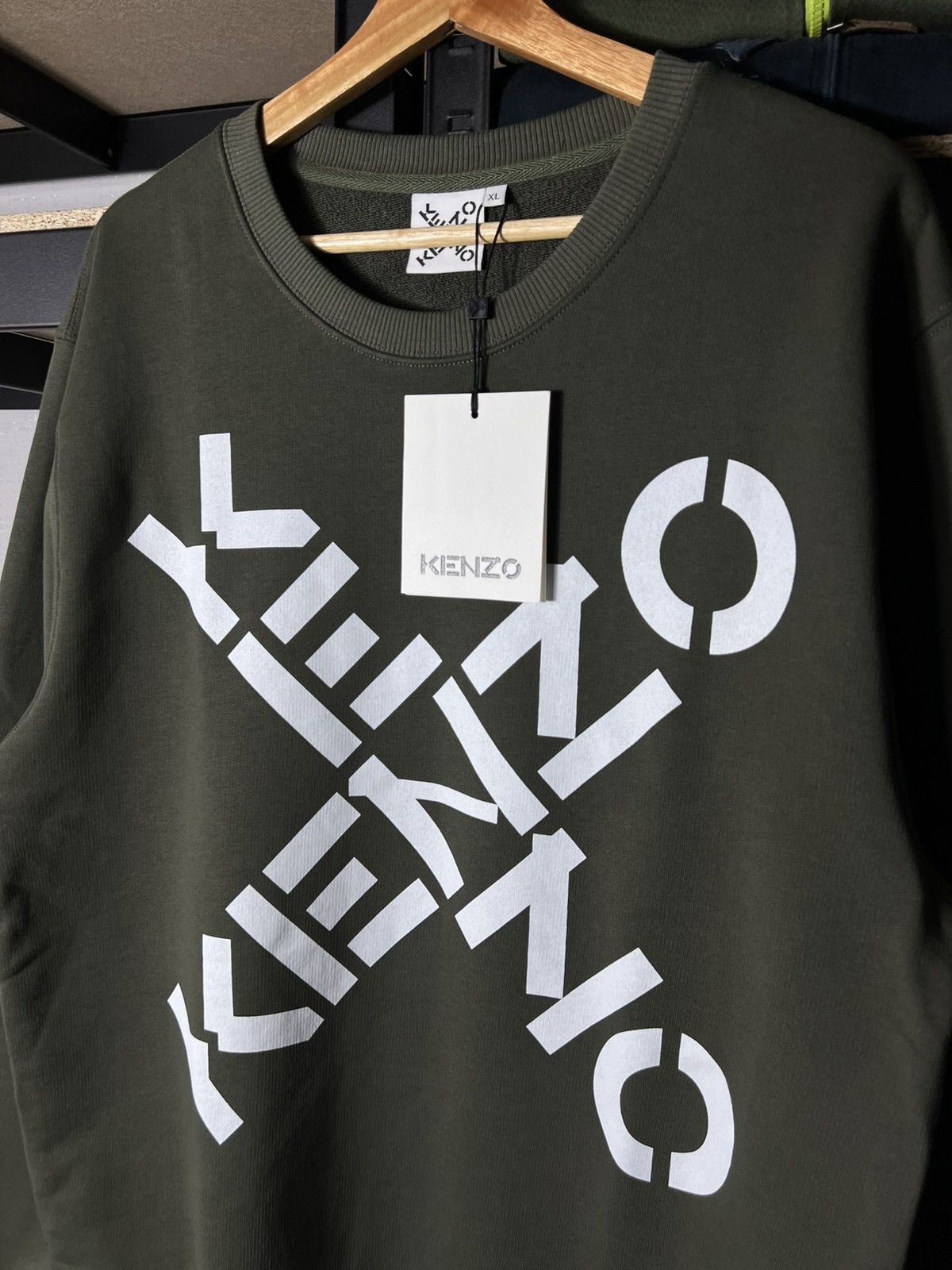 Kenzo 🔥NWT KENZO Cross Logo Sweatshirt Olive Green – Size XL Size US XL / EU 56 / 4 - 4 Thumbnail