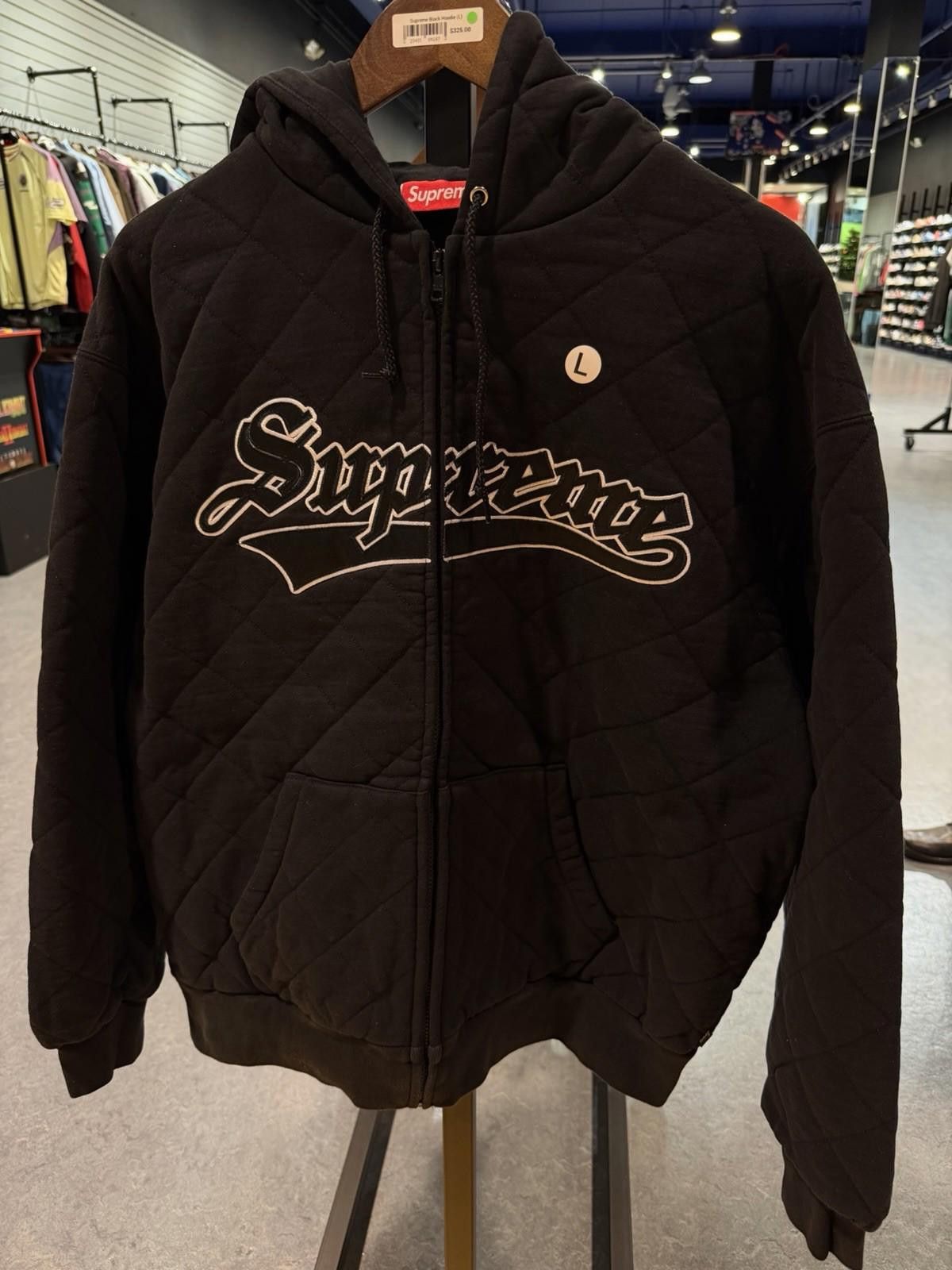 Supreme Supreme Large Quilted Zip Sweatshirt Tackle Twill Logo Black Size US L / EU 52-54 / 3 - 4 Thumbnail