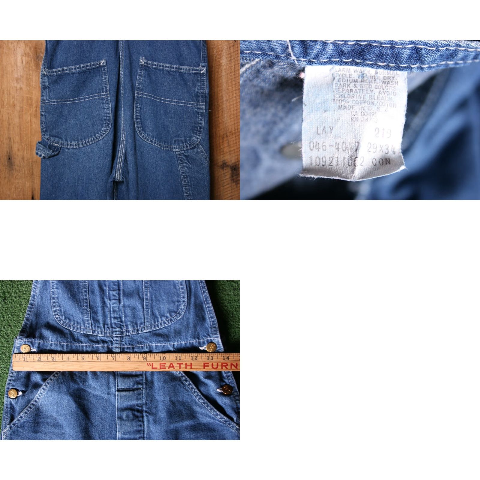 Lee VINTAGE Lee Overalls Jeans Denim BibsUSA 28" Waist 27" Inseam Unisex Adults Blue Cotton Denim 28 Mens Womens Boys Girls Size US 28 / EU 44 - 9 Thumbnail