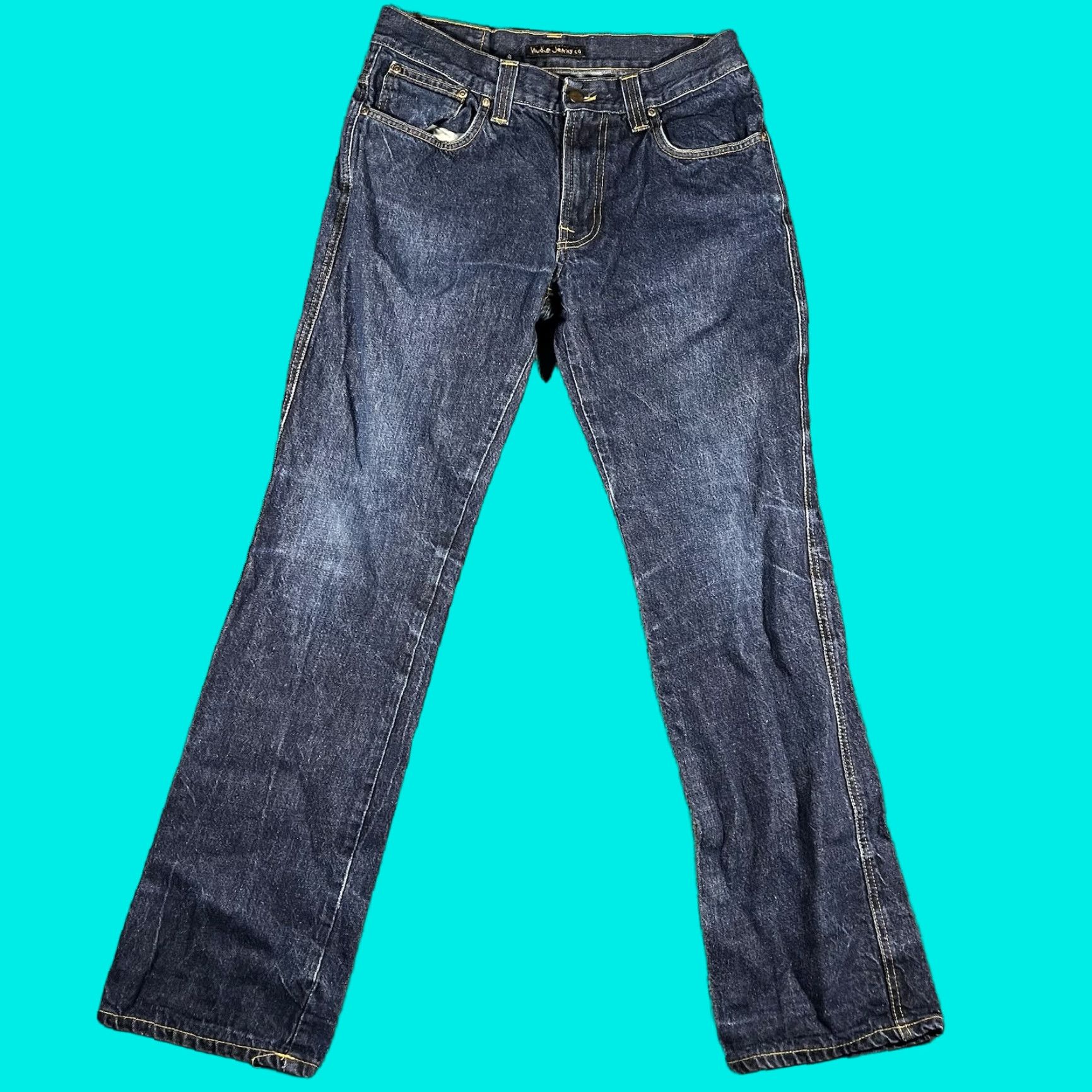 Denime Nudie Jeans Slim Denim Jeans - Men's 33x34 Blue Organic Cotton NJ3467 - Slim Straight Fit, Regular, 34 Inseam Size US 33 - 1 Thumbnail