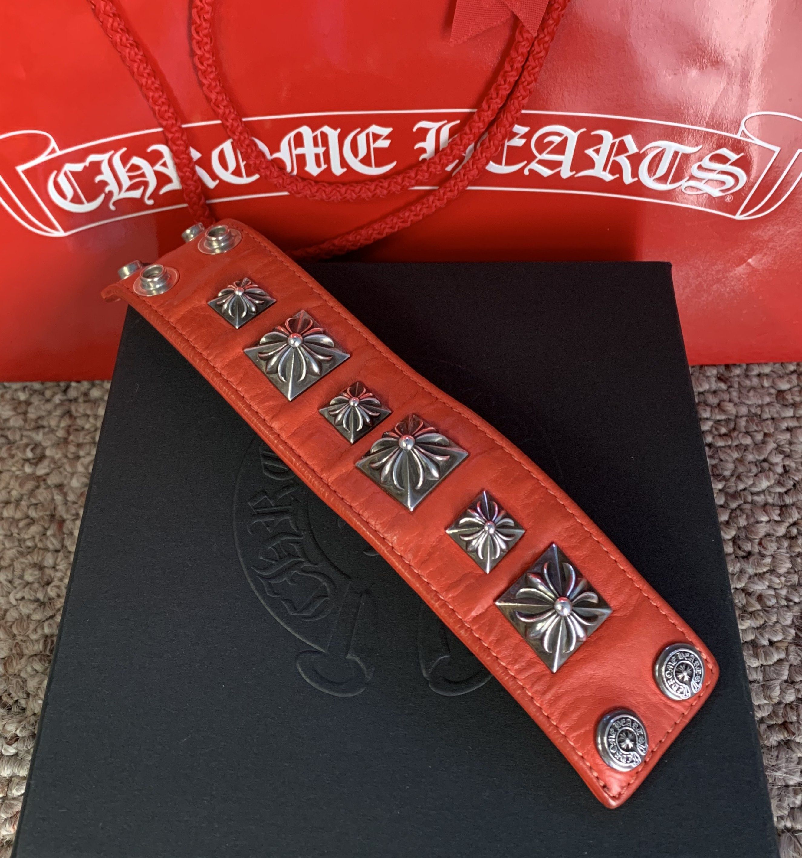 Chrome Hearts Chrome Hearts Studded Leather Silver Snap Bracelet Size ONE SIZE - 7 Thumbnail