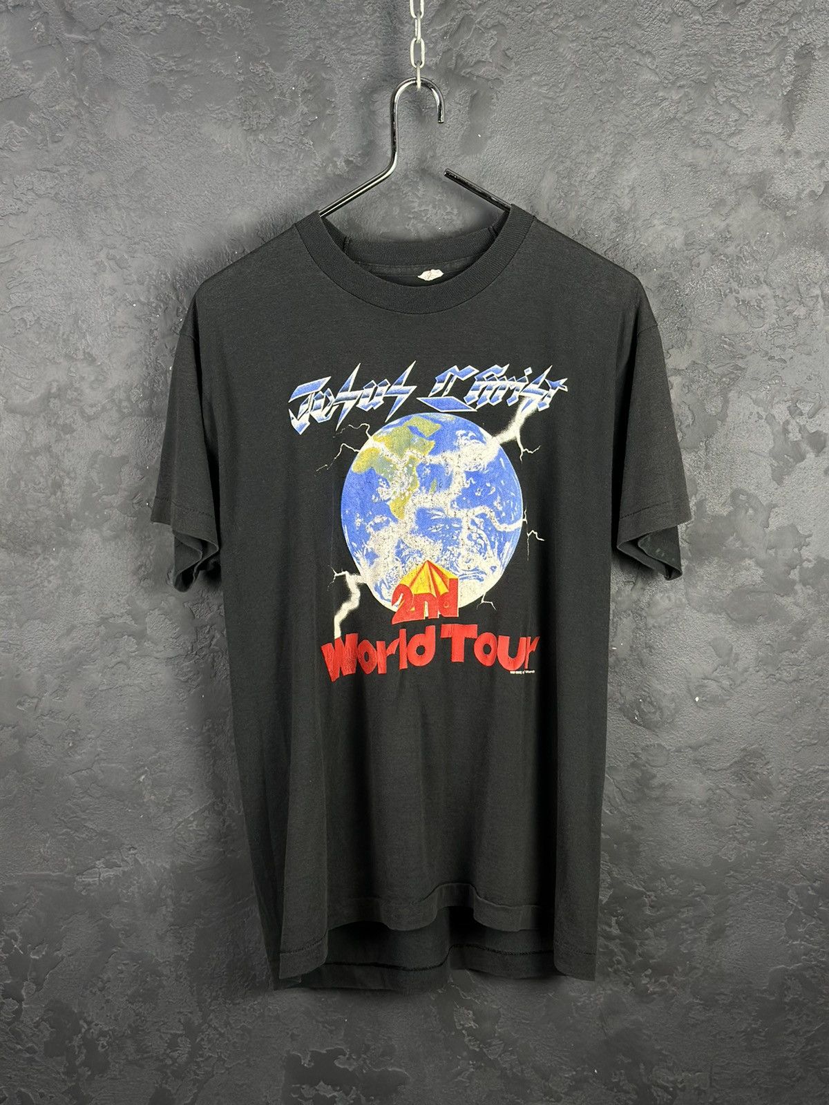 Vintage RARE!! Vintage 80s Jesus Christ 2nd World Tour Black T Shirt Size US M / EU 48-50 / 2 - 1 Thumbnail