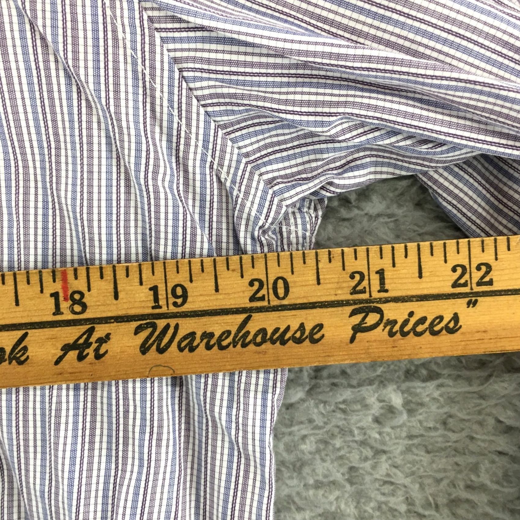 Calvin Klein Calvin Klein Dress Shirt Mens M Slim Fit Purple Stripe Long Sleeve Cotton Dress Shirt Striped Button-Down Collar Size 40R - 4 Thumbnail