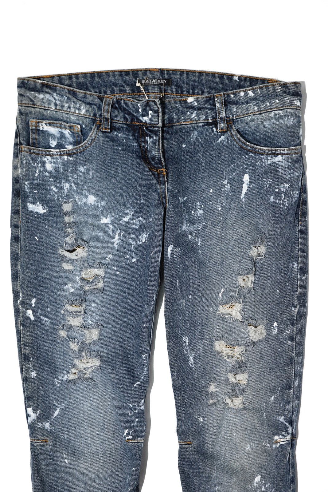 Balmain Balmain AW10 Chainmail Painted Skinny Low Rise Jeans Size US 28 / EU 44 - 5 Thumbnail