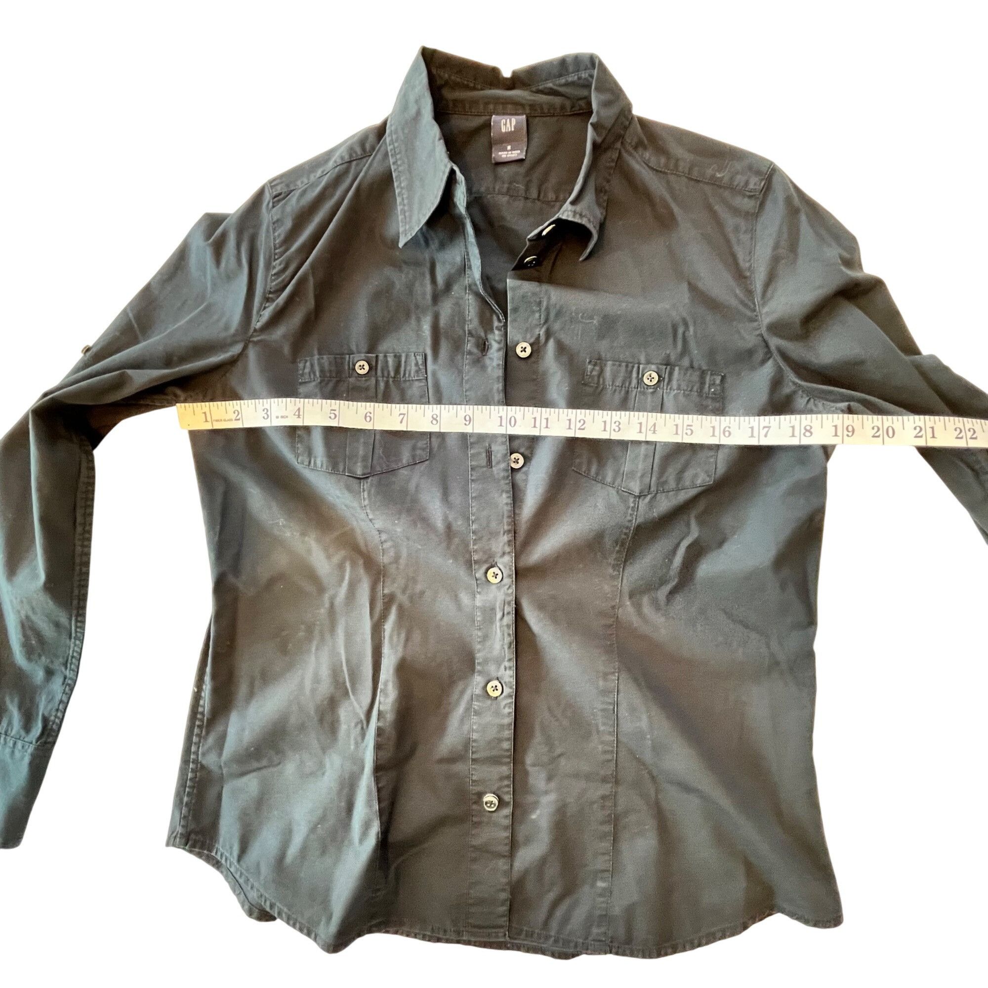 Gap Gap Black Long Sleeve Button-Up Shirt M Womens Casual Cotton Size M / US 6-8 / IT 42-44 - 6 Thumbnail