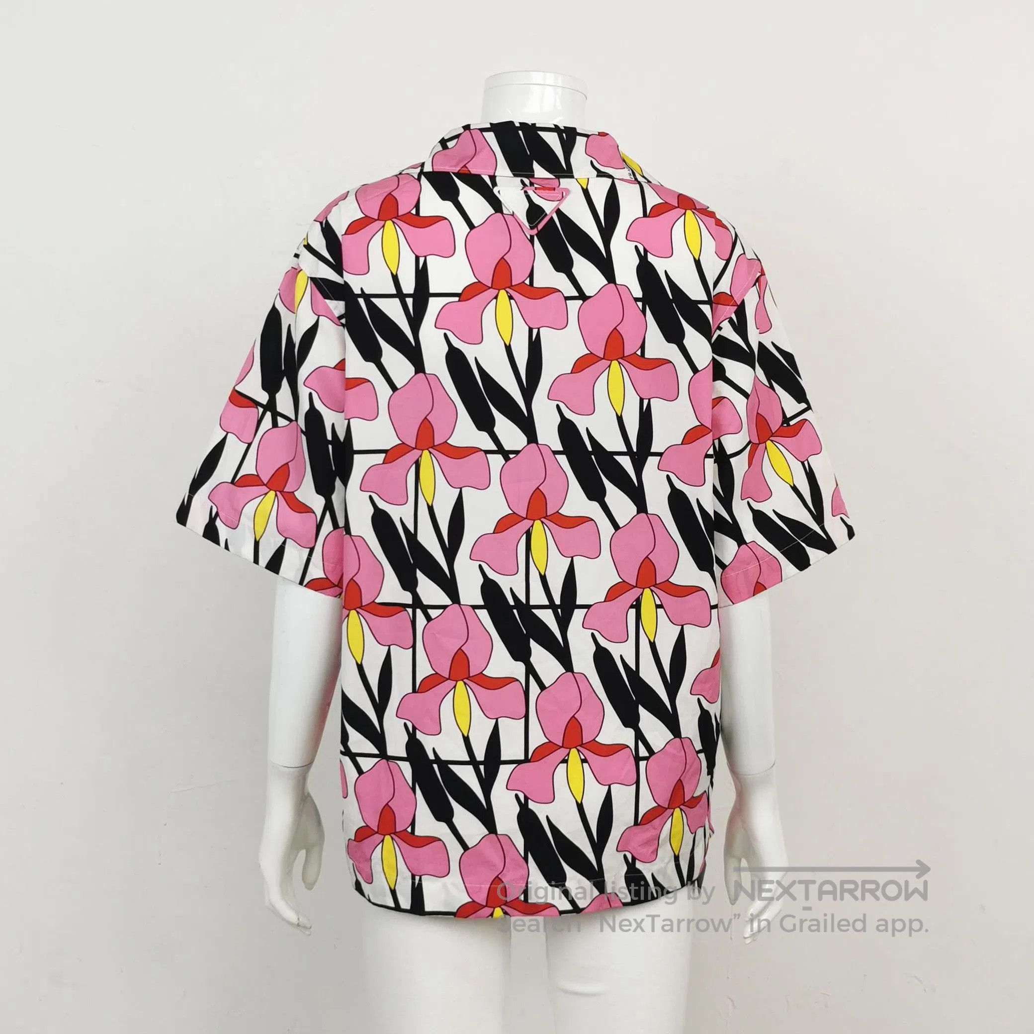 Prada Colorful Floral Logo Short Sleeve Shirt .