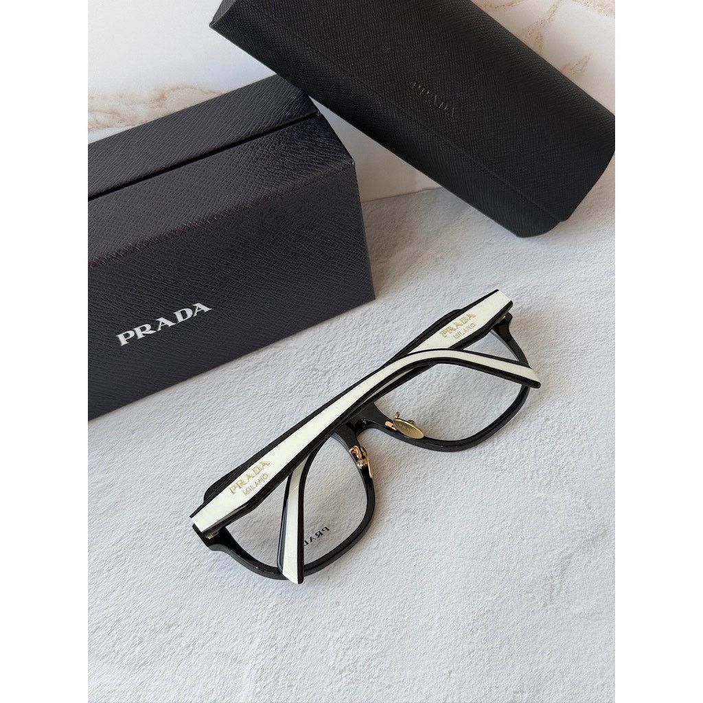 Prada NEW Prada PR B07VD Black White Eyeglasses Frames Size ONE SIZE - 3 Thumbnail