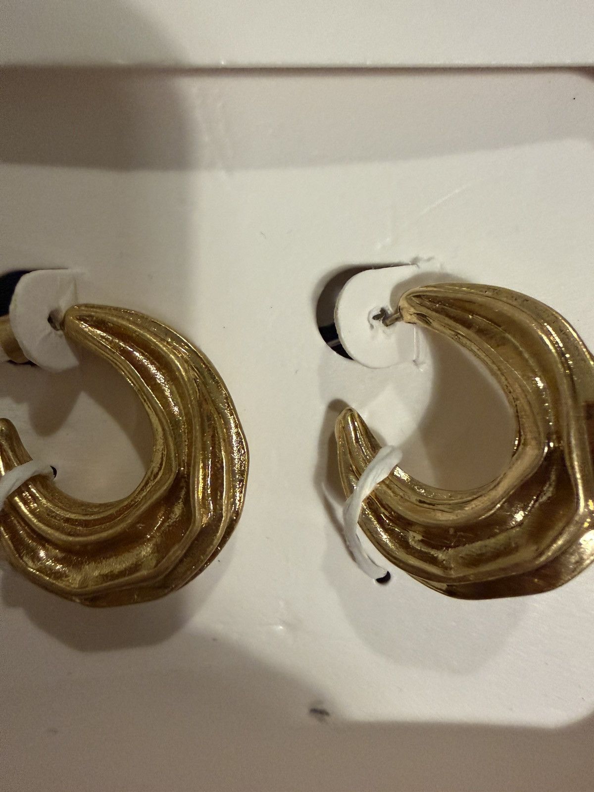 Zara Zara Antique Gold Tone Thick Hoop Earrings Size ONE SIZE - 3 Thumbnail