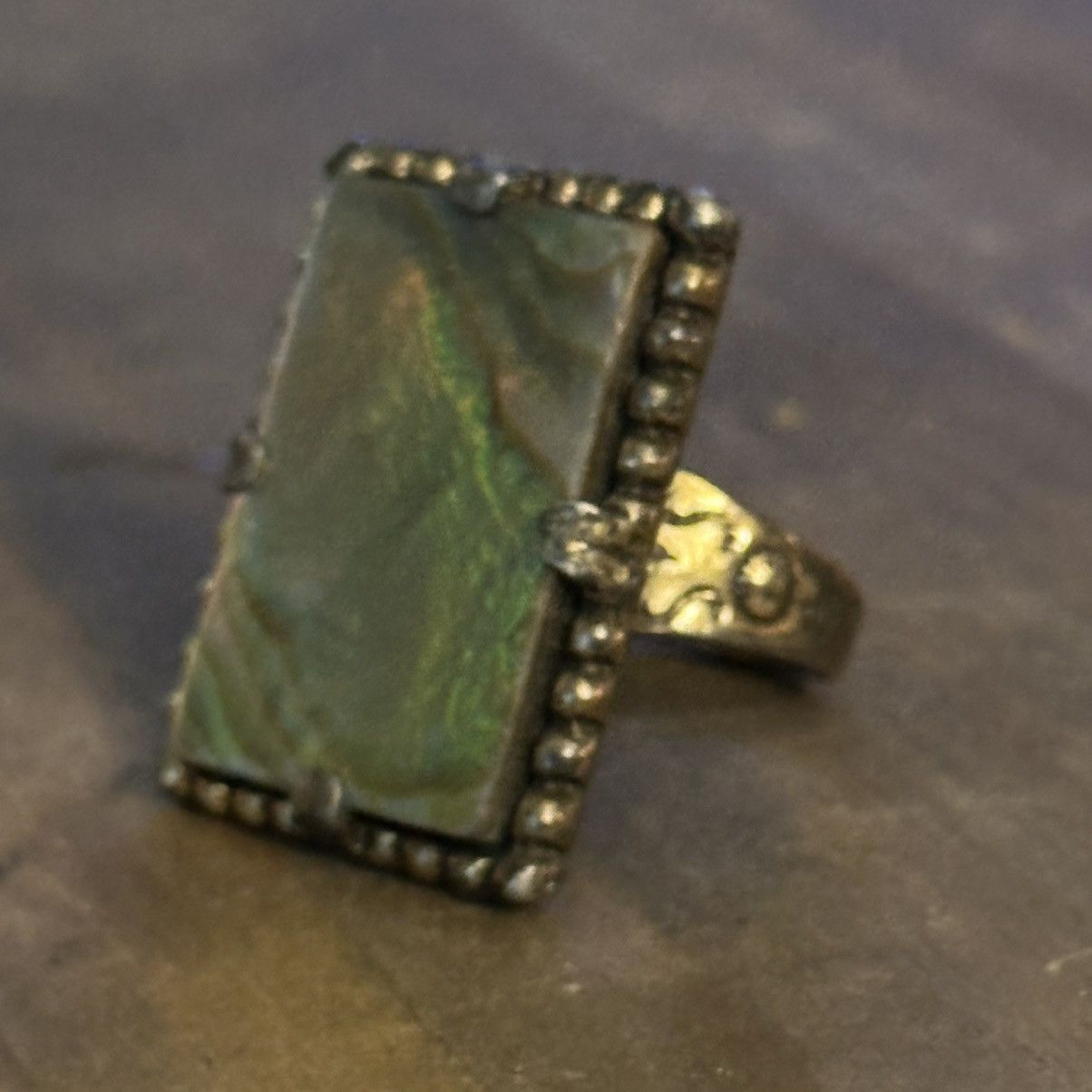 Vintage Vintage rectangular abalone adjustable ring Size ONE SIZE - 5 Thumbnail