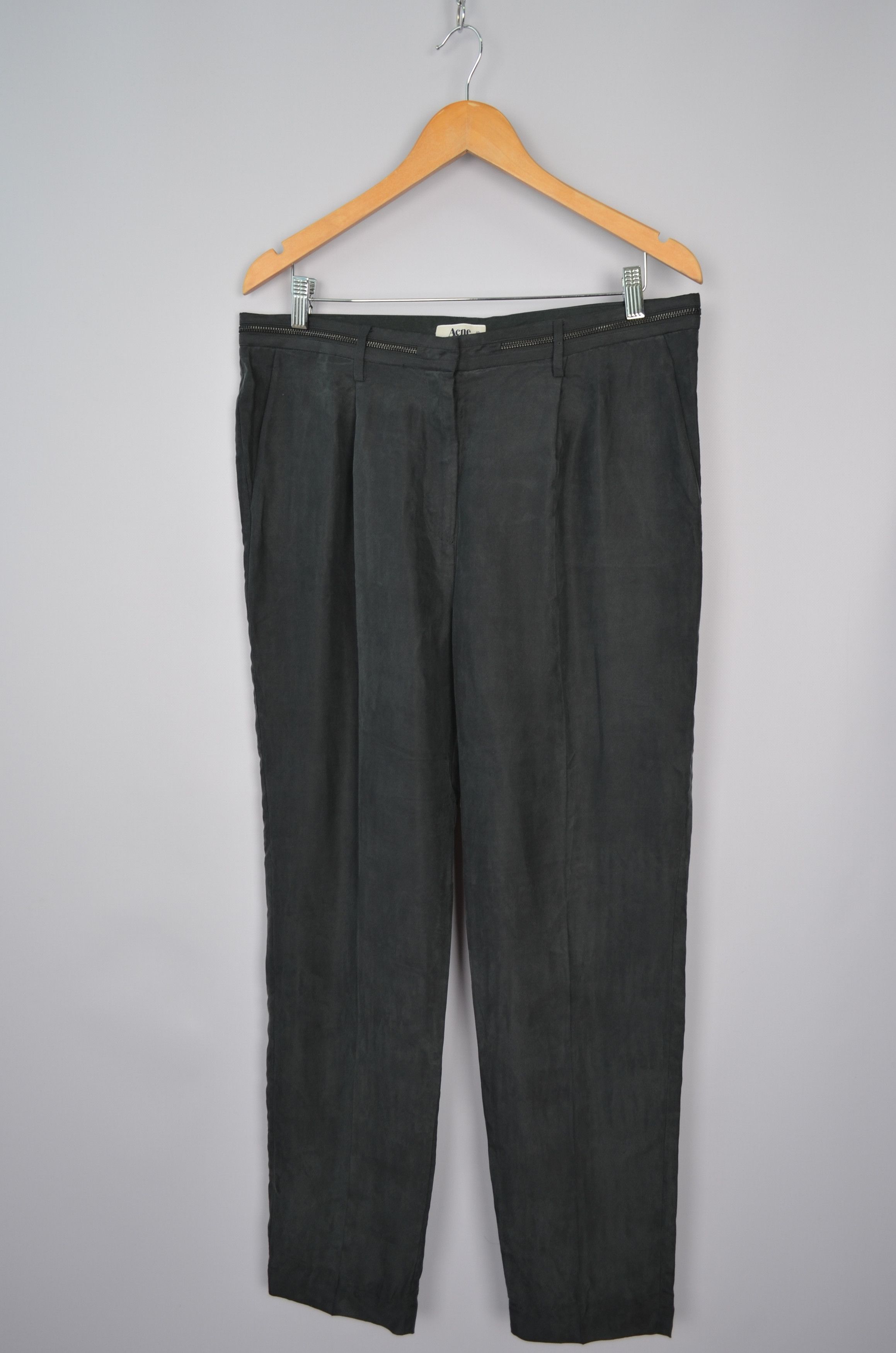 Acne Studios × Designer Acne Studios Play 100% Silk Pants Size 40 Zip Details Size 40" / US 18 - 1 Thumbnail