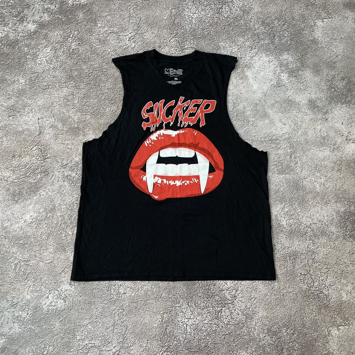 Vintage Vintage Y2K ADULT “ VAMP SUCKER LIPS BLOOD “ HORROR TANK TOP Size US XL / EU 56 / 4 - 2 Thumbnail