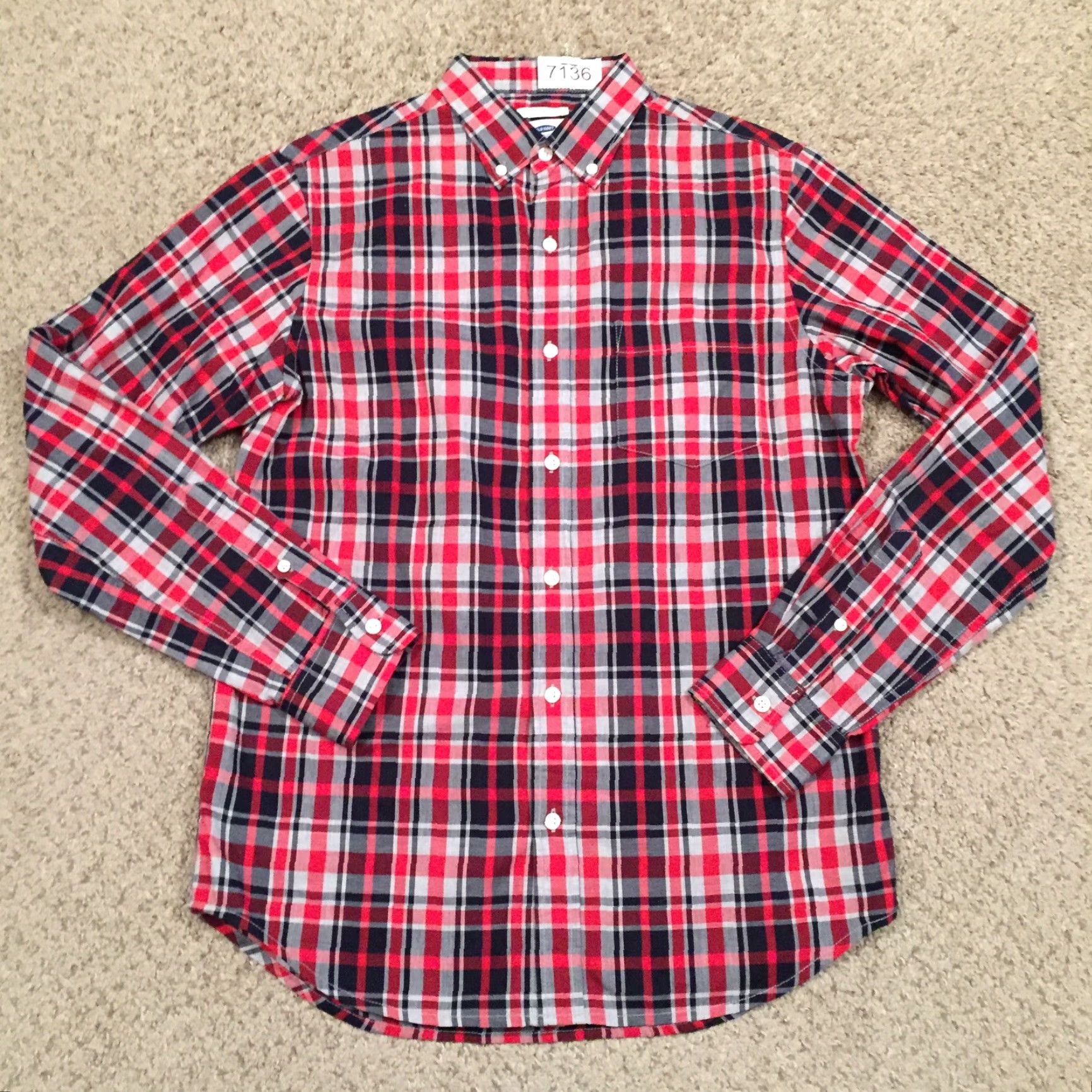 Old Navy Old Navy Shirt Mens Slim Red Black Plaid Long Sleeve Button-Up Size S Size US S / EU 44-46 / 1 - 2 Thumbnail