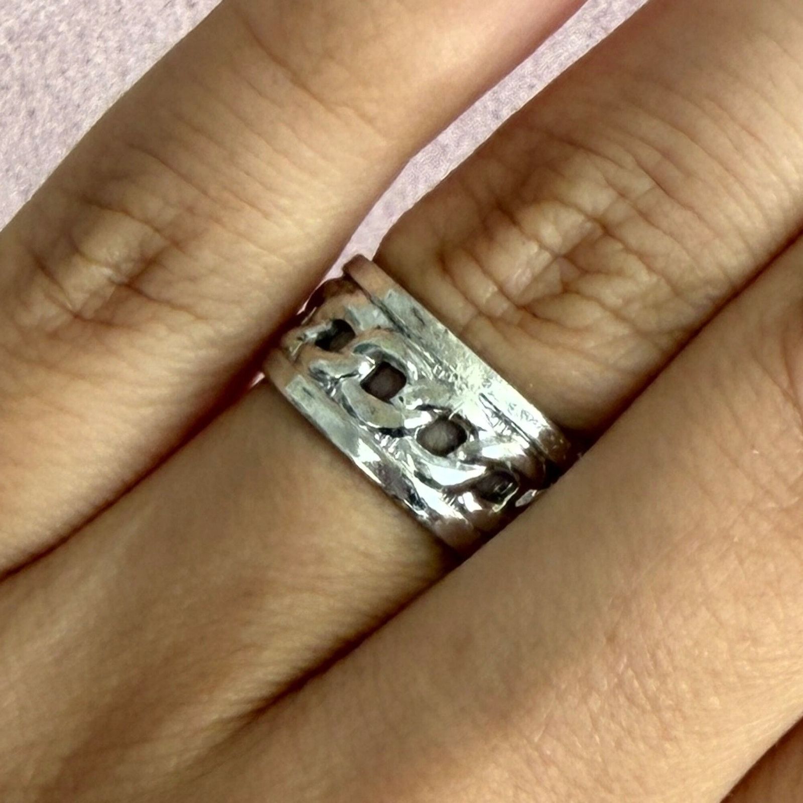 Sterling Silver sterling silver vintage curb chain band ring size 6.5 Size ONE SIZE - 1 Thumbnail