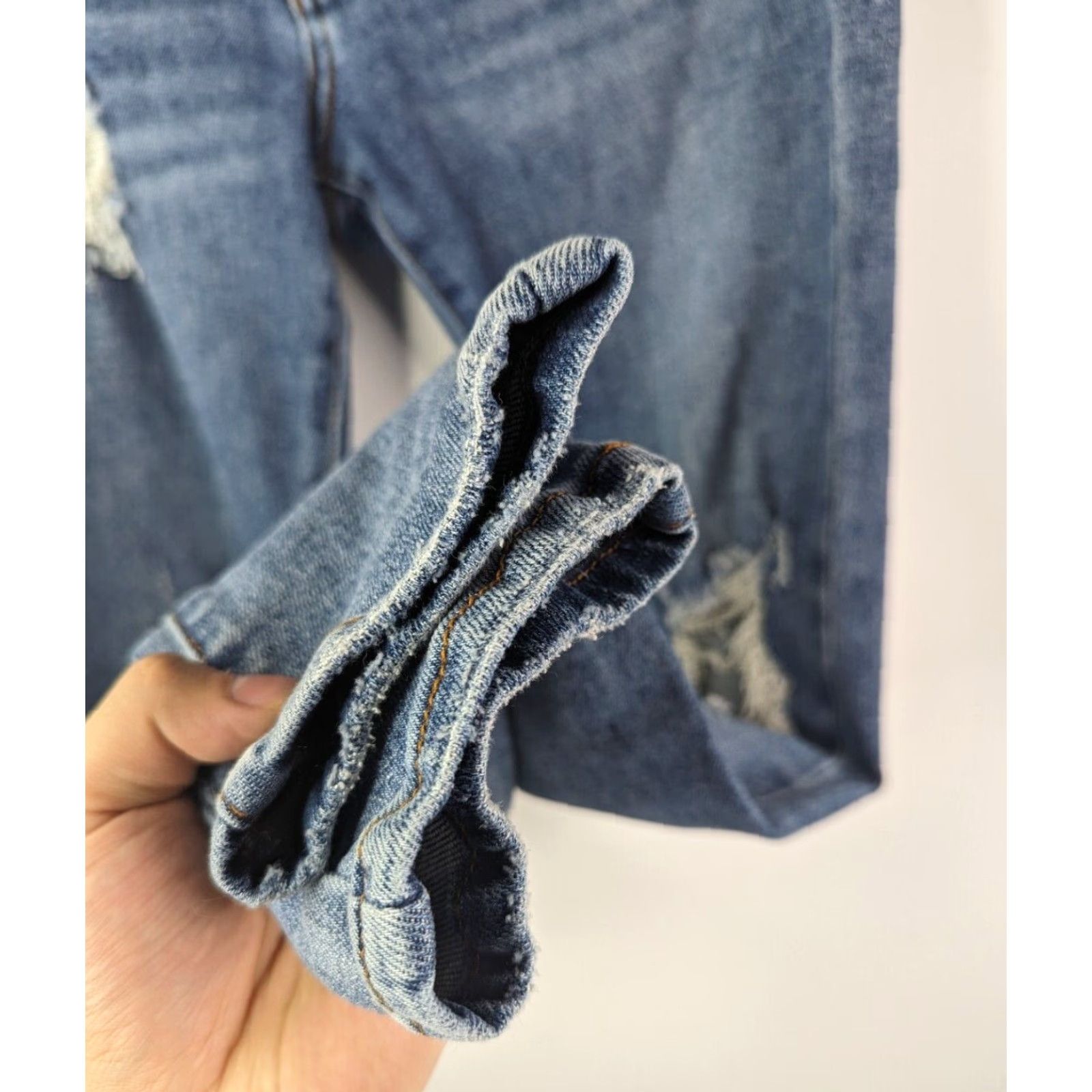 Vintage Monkey Ride Skinny Jeans Womens 27 Blue Button Fly Distressed Denim Cotton Spandex Jeans 5/27 Vintage No Size 27" / US 4 / IT 40 - 3 Thumbnail