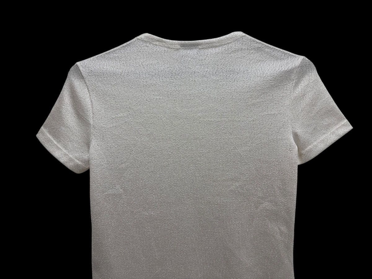 Versus Versace GLAM 💎 GLITTER SILVER TONE RIBBED SPARKLING FINISH TOP TEE Size S / US 4 / IT 40 - 8 Thumbnail