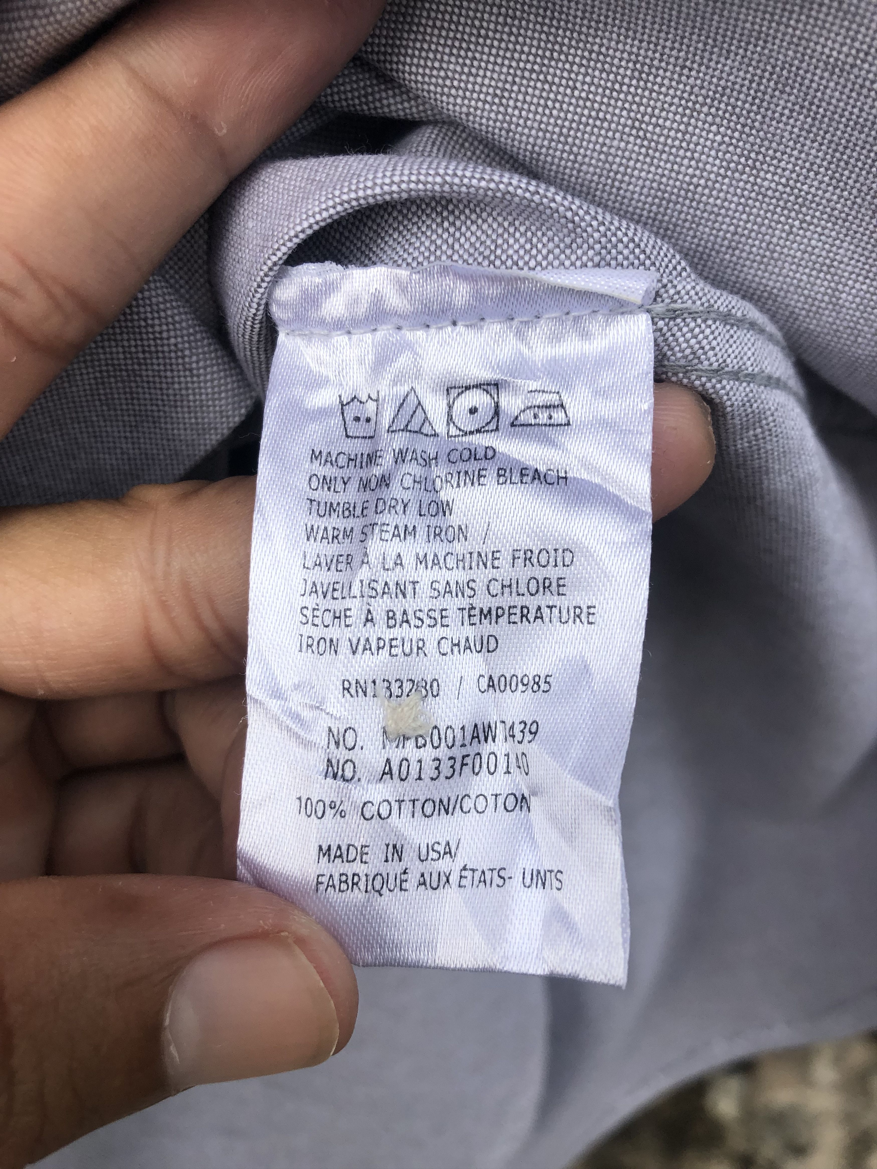 Thom Browne Gray Button Up Shirts Made In Usa