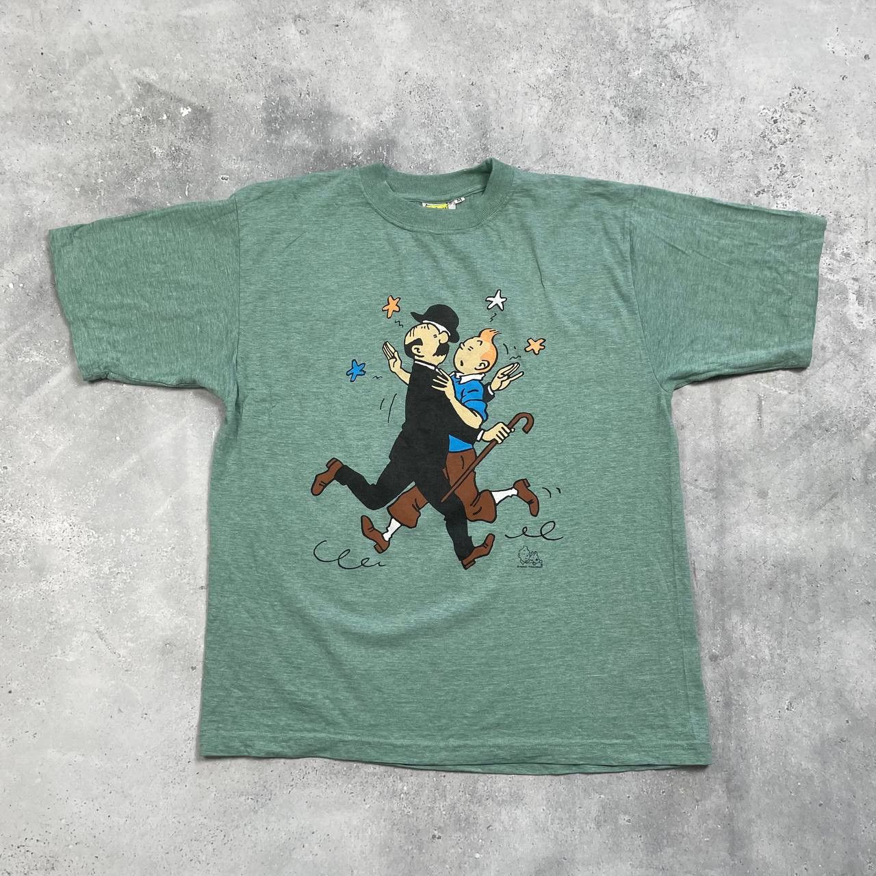 Cartoon Network Vintage 90s Tin Tin and Thompson Cartoon T Shirt Green M Size US M / EU 48-50 / 2 - 1 Thumbnail