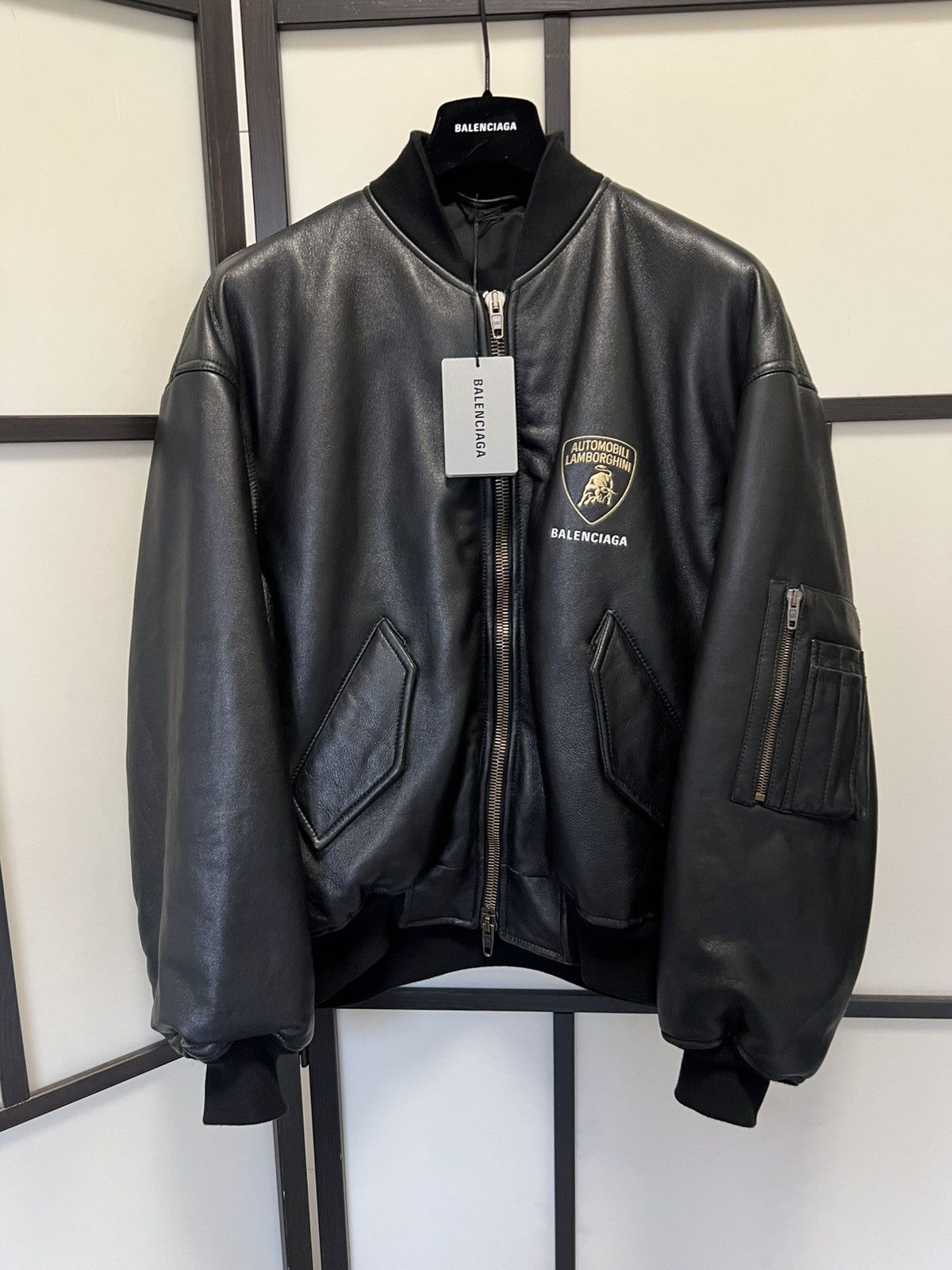 Balenciaga UNRELEASED- Lamborghini Fall25 Leather Bomber Jacket 