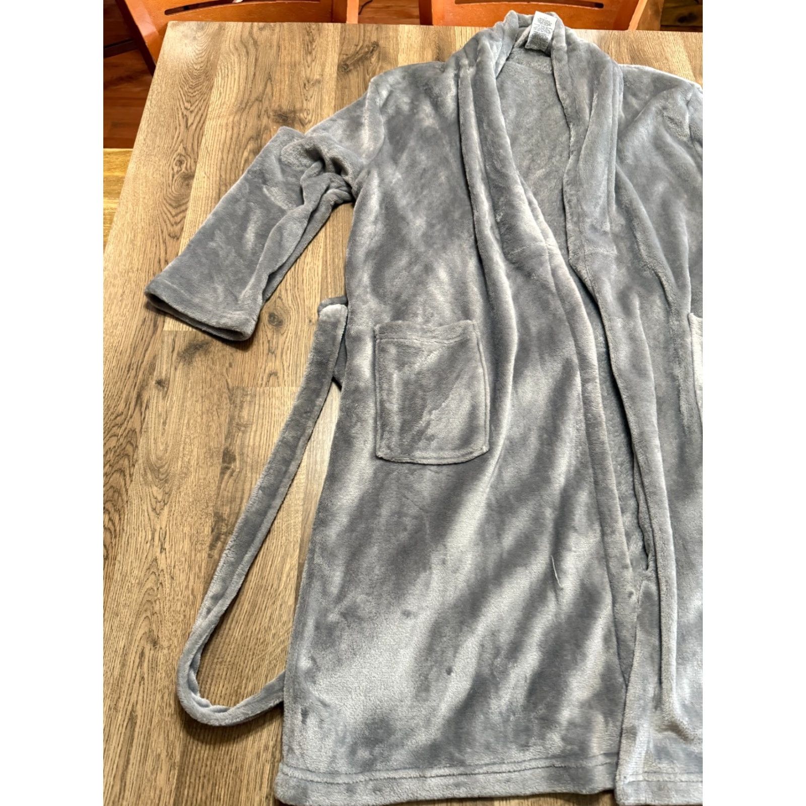 Vintage HEAD Robes, Women's One Size, Gray Tie Waist 40" Length Robe, Solid, Regular, Fall Spring Summer, Women Size ONE SIZE - 3 Thumbnail
