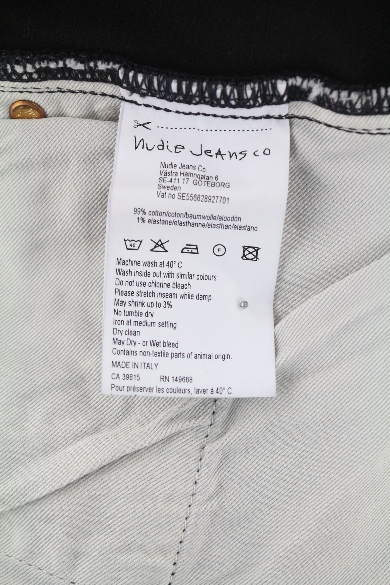 Nudie Jeans LONG JOHN W28/L32 Slim Fit Stretch Black Cotton 80597 Size US 28 / EU 44 - 8 Thumbnail
