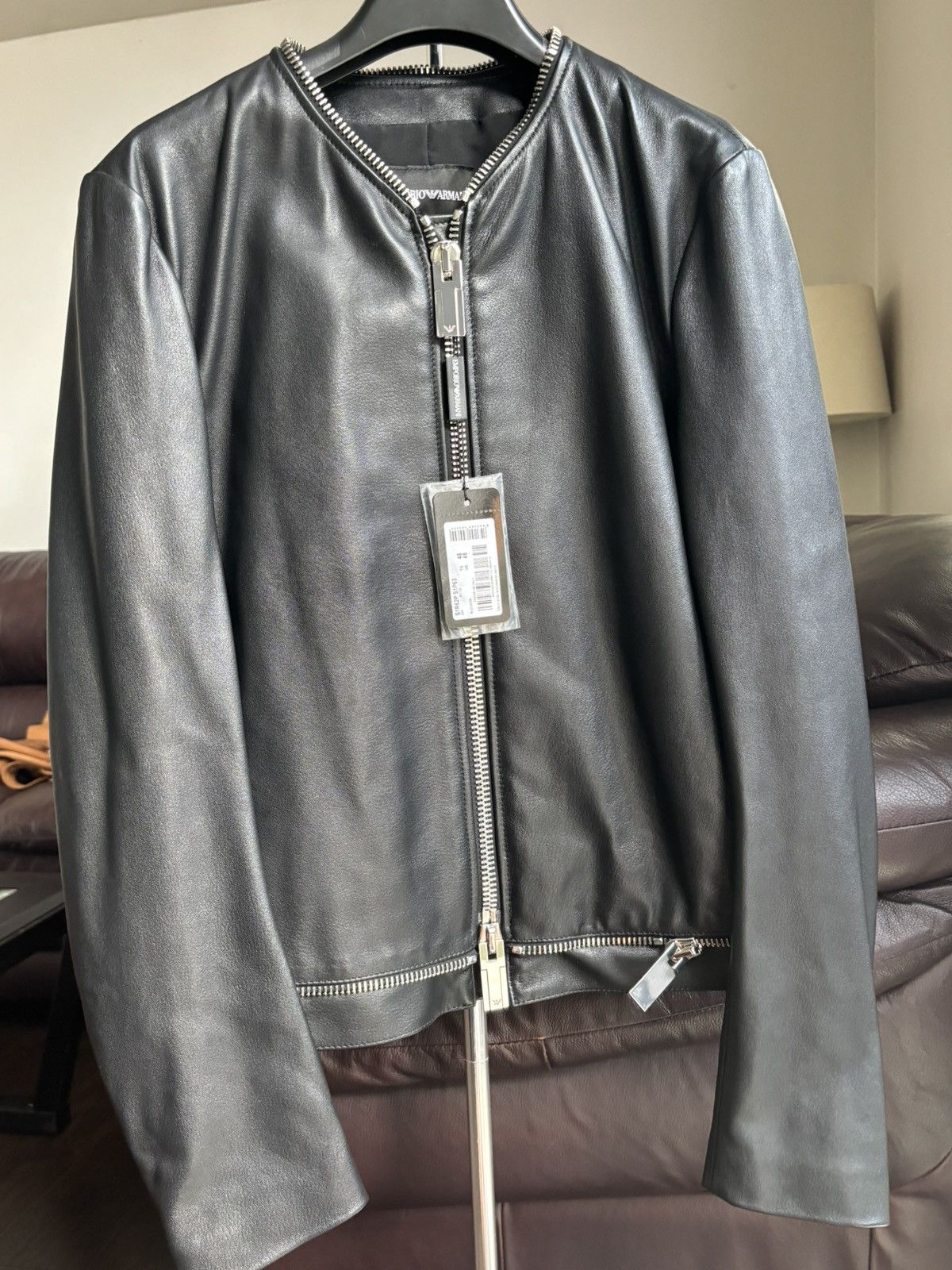 Emporio Armani SS2004 Emporio Armani Symmetry Leather Jacket (M