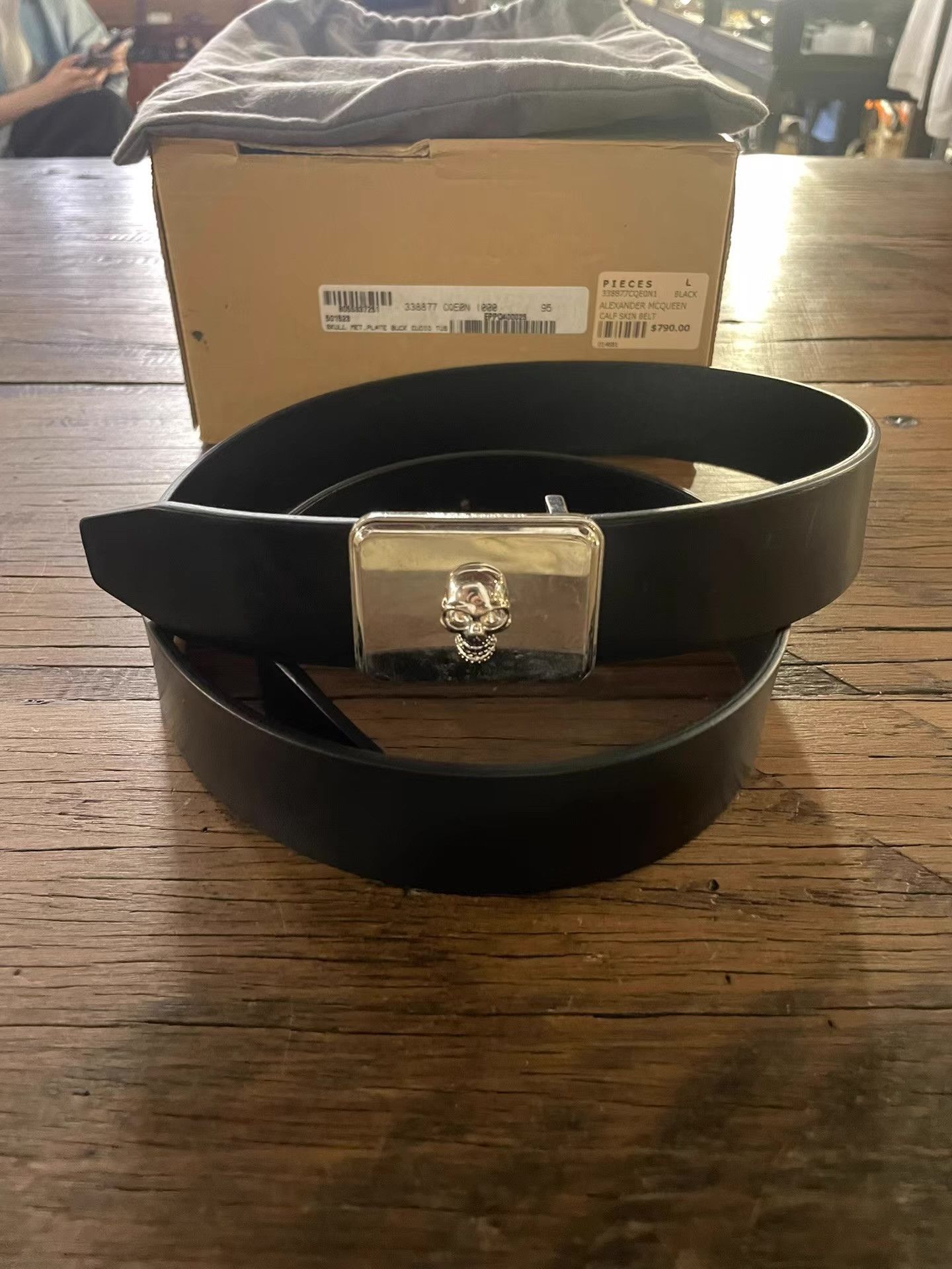 Alexander McQueen Alexander McQueen Black Embossed Silver Skull Belt Ｑ25 Size ONE SIZE - 1 Thumbnail