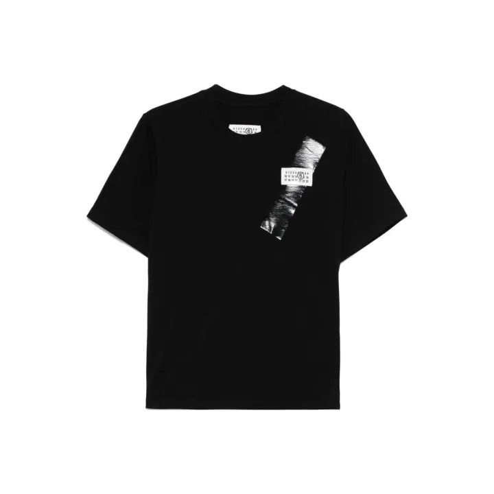Maison Margiela MM6 Maison Margiela Black Logo T-Shirt for Women 0079 Size M / US 6-8 / IT 42-44 - 1 Thumbnail