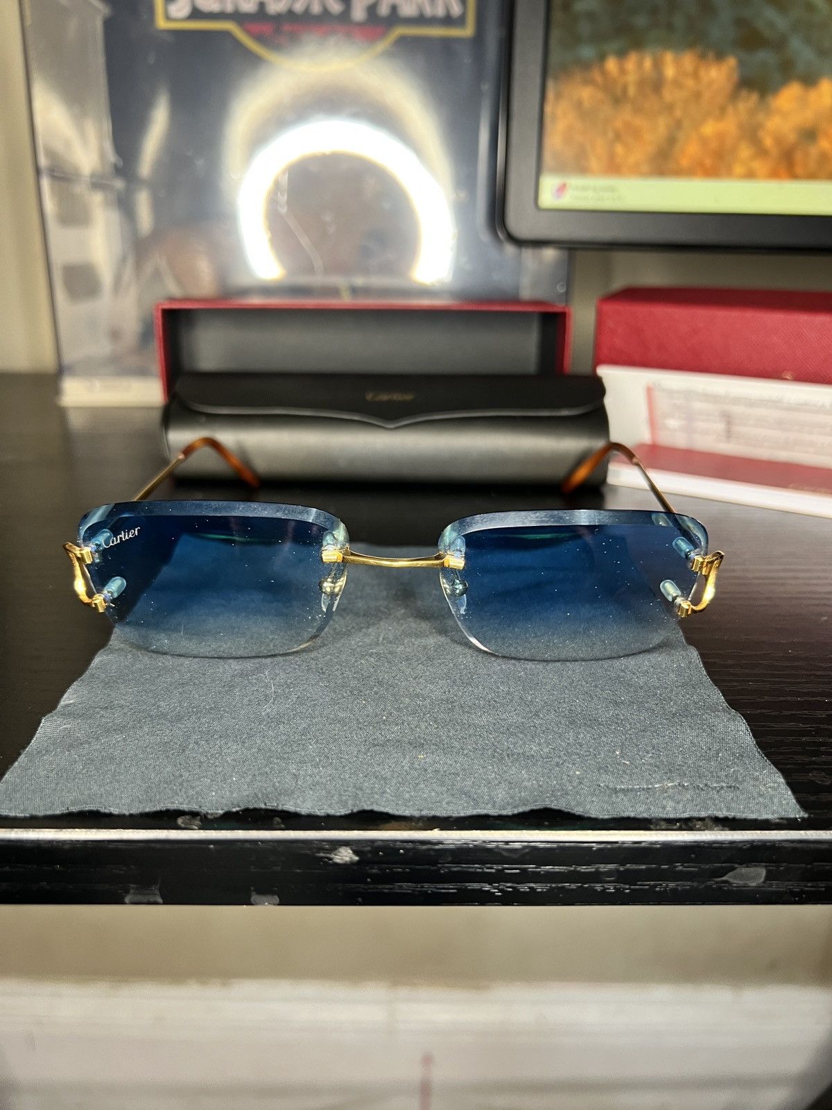 Cartier cartier c de sunglasses rimless glasses blue two tone18kGold Size 36 - 4 Thumbnail