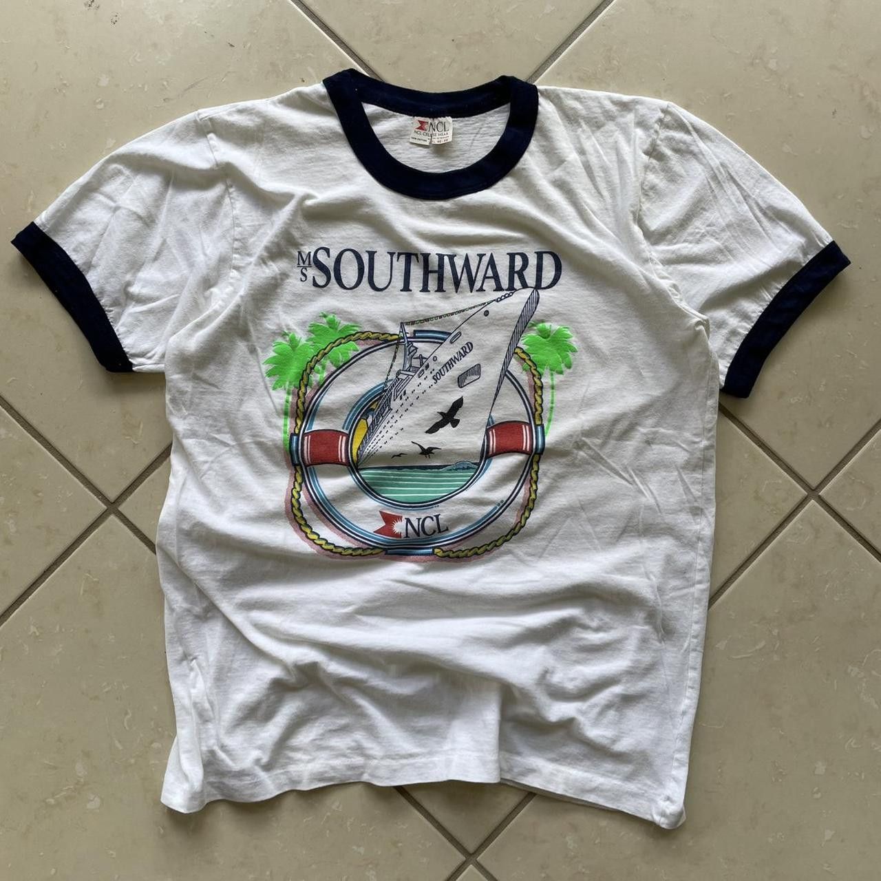 Vintage Vintage 80's 90's Southward Cruise Tropical Ringer Shirt Size US XL / EU 56 / 4 - 1 Thumbnail
