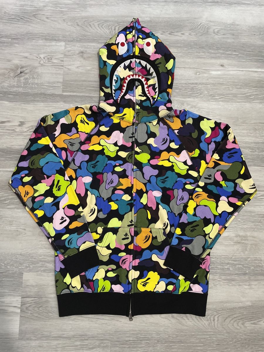 Bape Multicamo PONR Full Zip Shark Hoodie Grailed