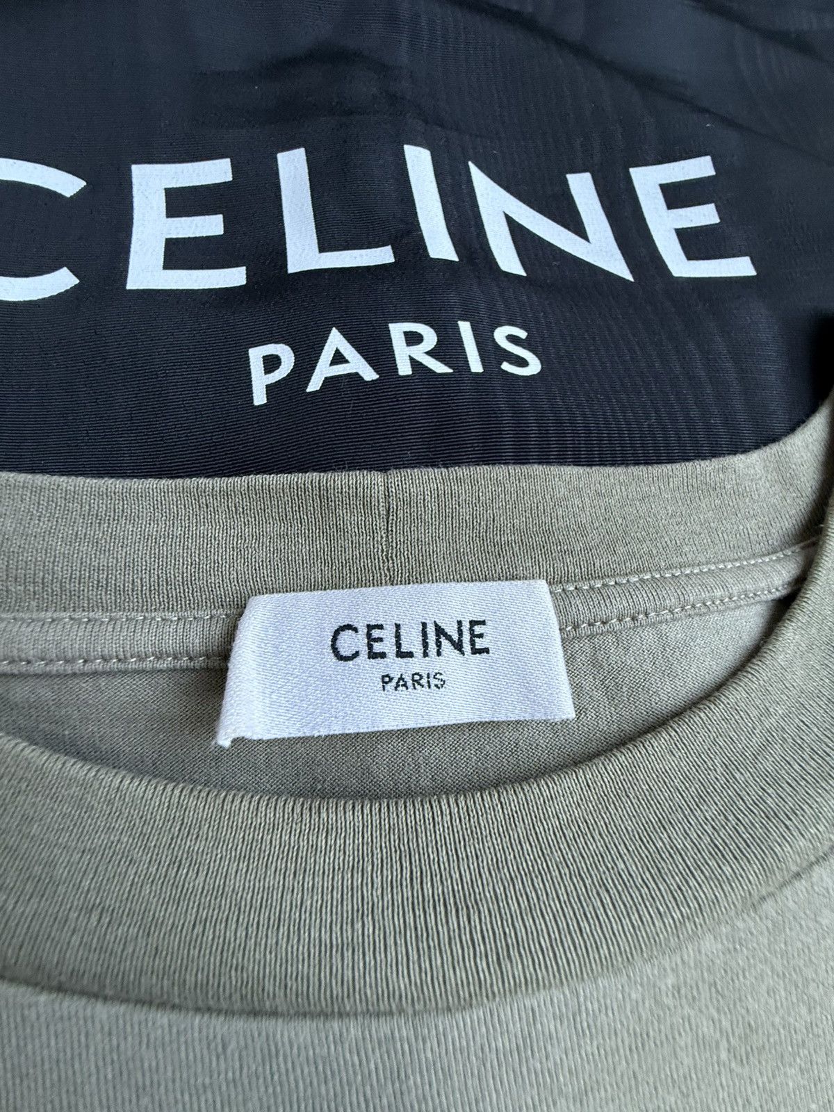 Celine Celine logo t shirt Hedi Slimane khaki green M grail Size US M / EU 48-50 / 2 - 20 Thumbnail
