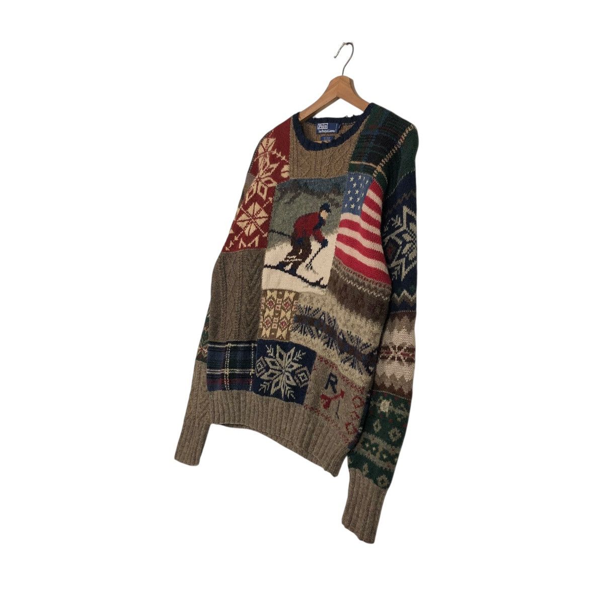 🔥VINTAGE POLO RALPH LAUREN SKI WOOL LINEN HAND KNIT SWEATER