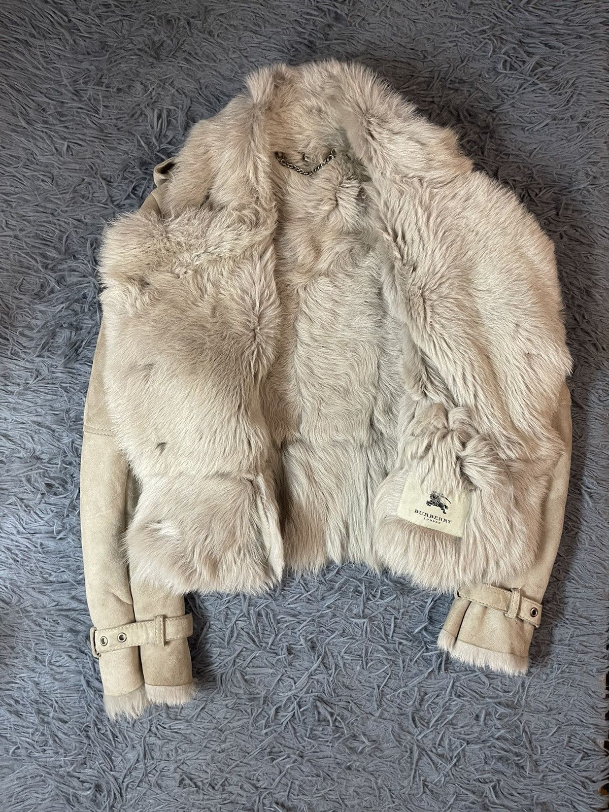 Burberry × Genuine Leather Burberry real fur + Leather fuzzy shearling biker jacket Size S / US 4 / IT 40 - 3 Thumbnail
