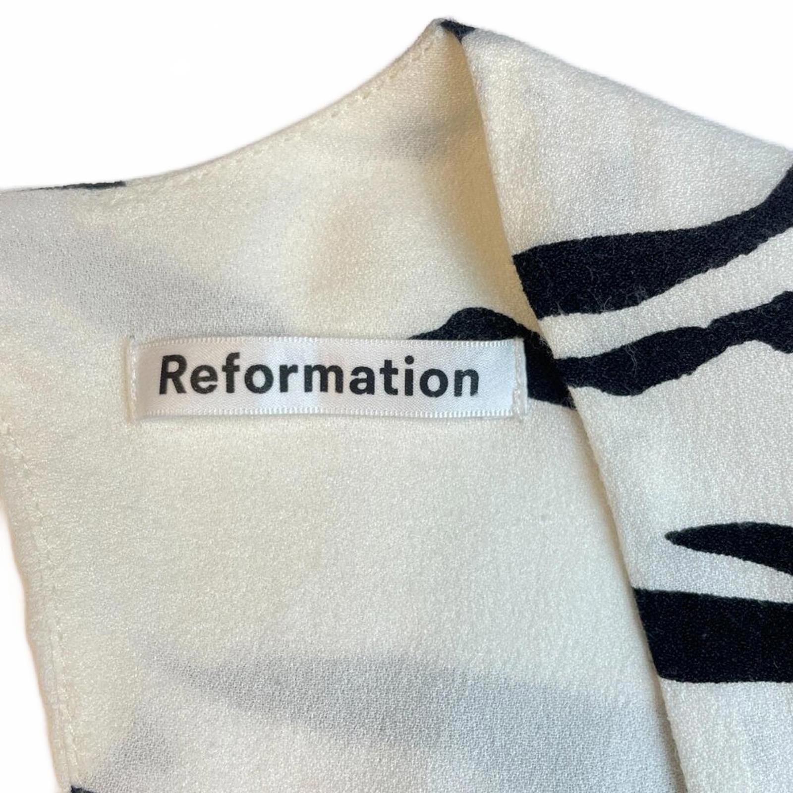 Designer Reformation Mini Dress Zebra Print Sustainable Made in USA Size XS / US 0-2 / IT 36-38 - 4 Thumbnail
