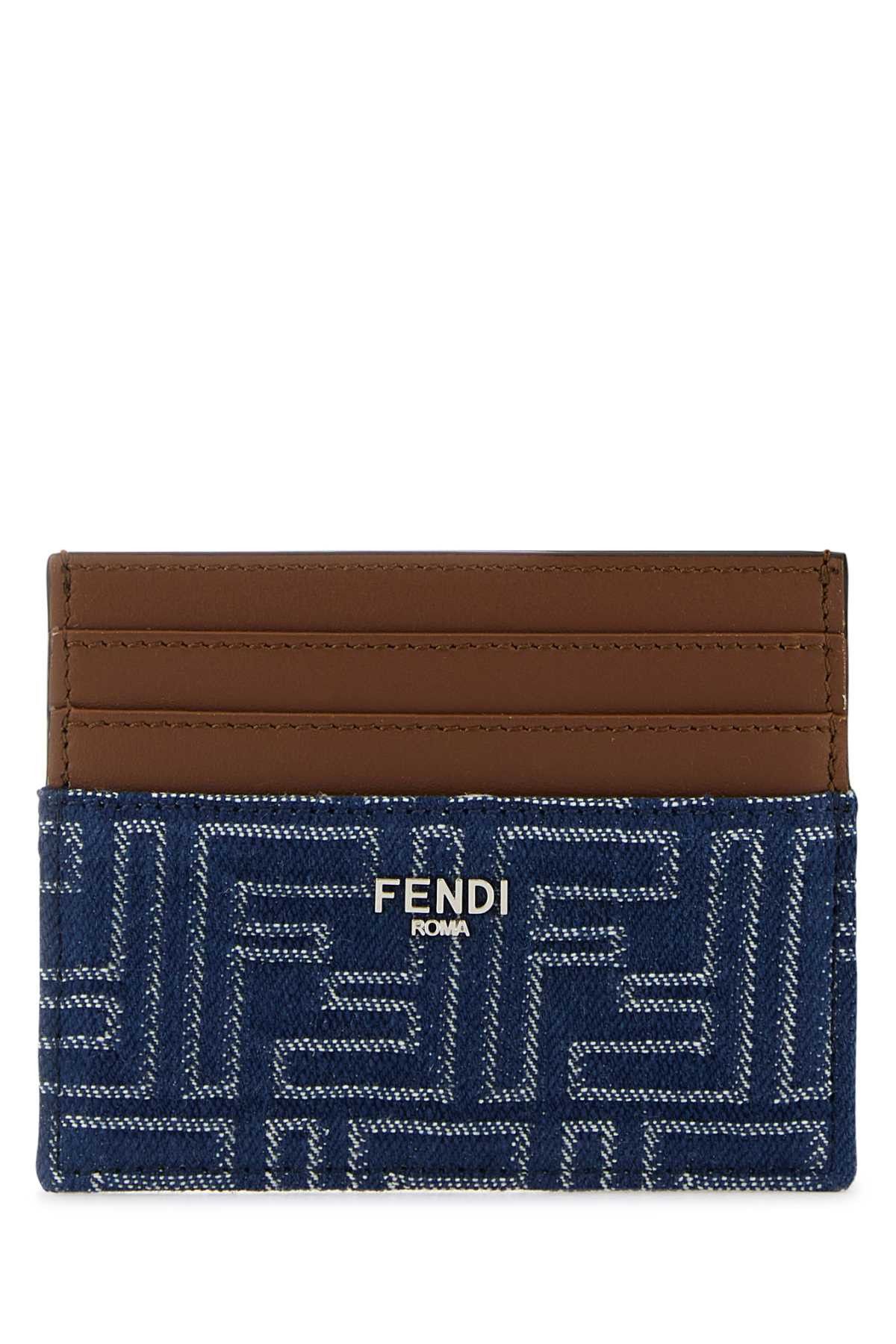 Fendi Embroidered Denim Card Holder Size ONE SIZE - 1 Thumbnail