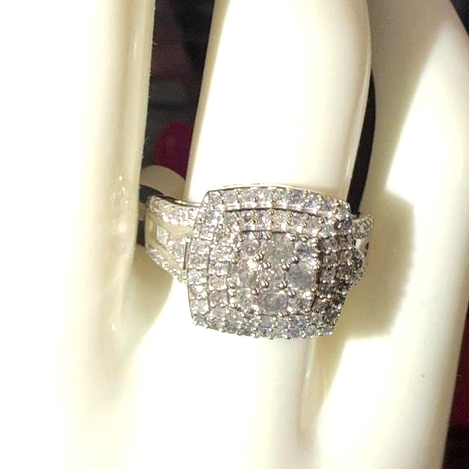Other 1 cttw Diamond Sterling Silver Pave Cluster Engage Ring 7 Size ONE SIZE - 3 Thumbnail
