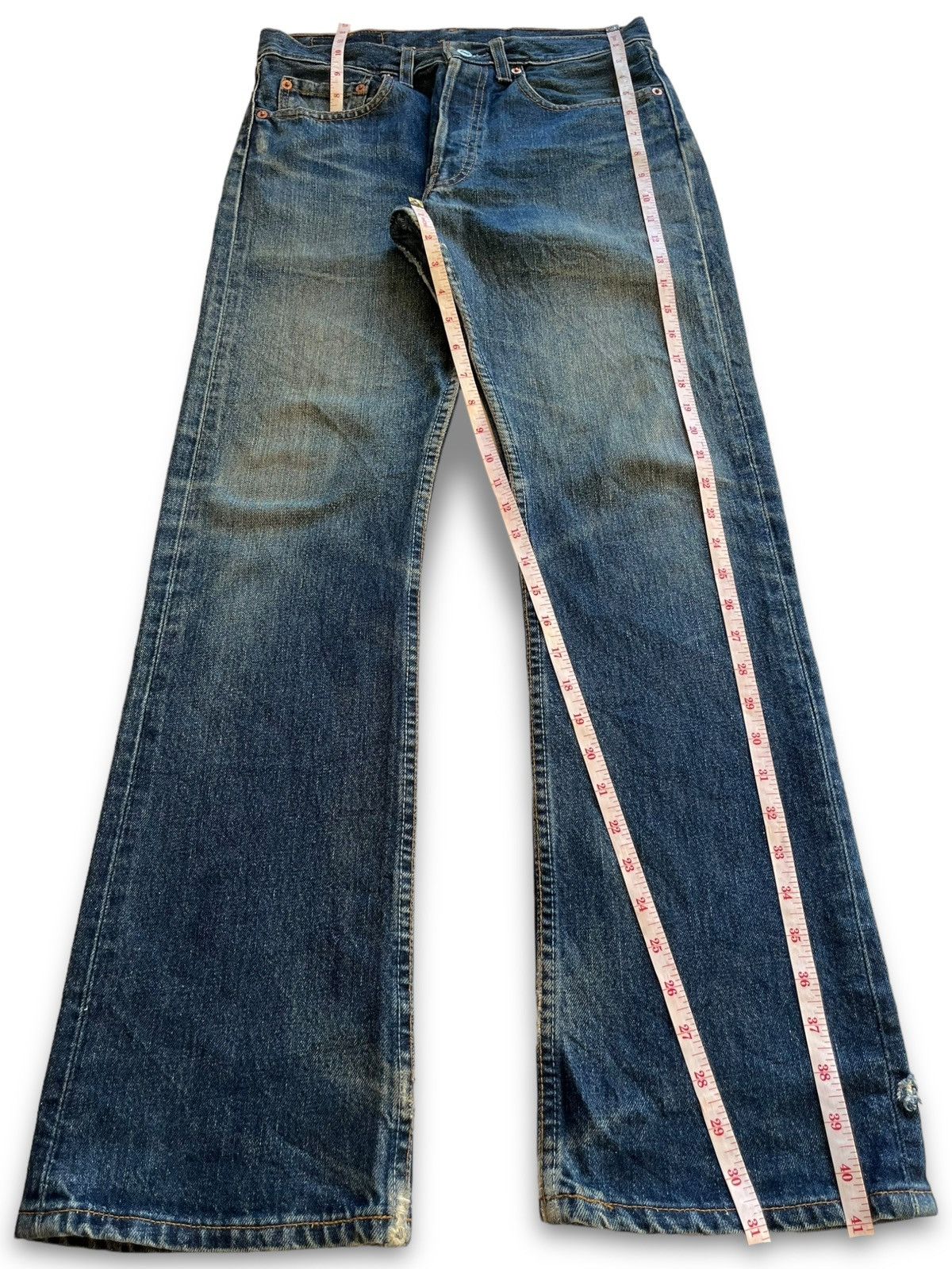 Levi's × Levi's Vintage Clothing UK Vintage 90s Levis 555 Button Fly Blue Wash Flare Jeans Size US 30 / EU 46 - 12 Thumbnail