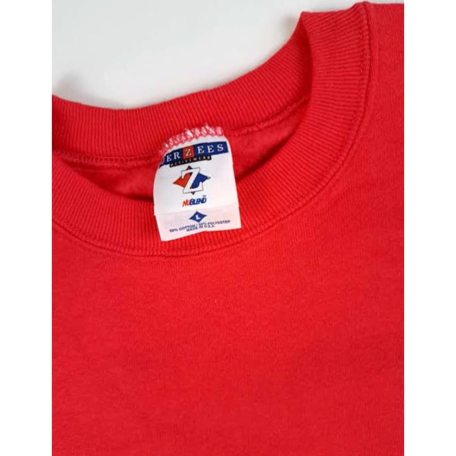 Jerzees VINTAGE Jerzees Sweatshirt Shirt Unisex Adults Long Sleeve Crew Neck Red L USA Made Barrel Fit Pullover 90s Size US L / EU 52-54 / 3 - 3 Thumbnail