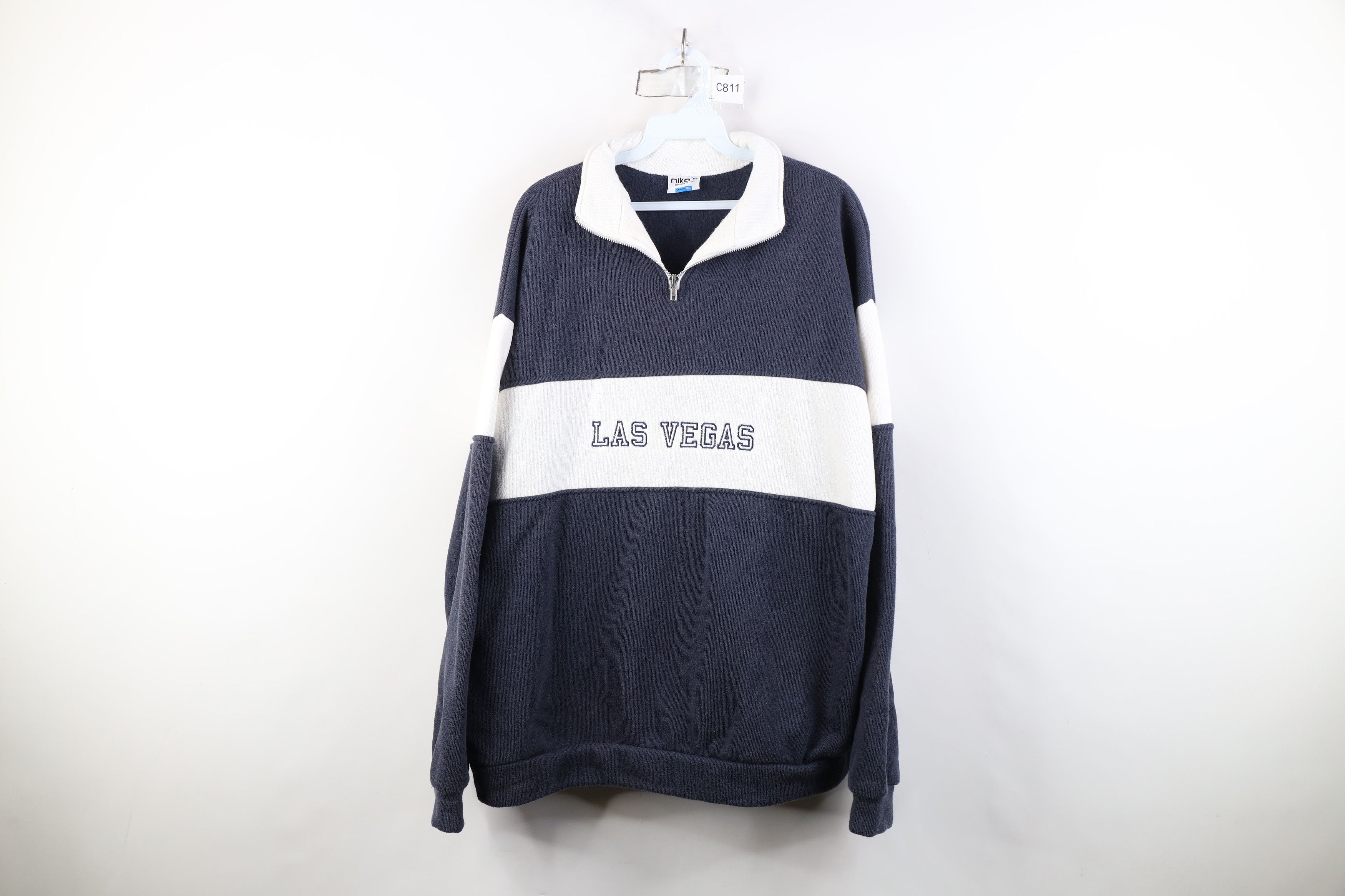 Vintage Vintage 90s Streetwear Las Vegas Half Zip Sweatshirt USA Size US XL / EU 56 / 4 - 1 Thumbnail